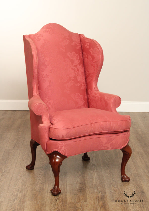 Hickory Chair Queen Anne Style Mahogany Wingback Armchair