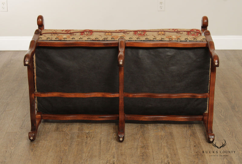 French Louis XIII Style Custom Upholstered Six Leg Window Bench