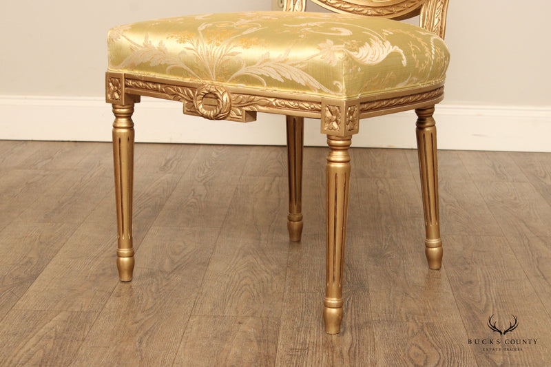 French Louis XVI Style Set of Eight Giltwood Dining Chairs