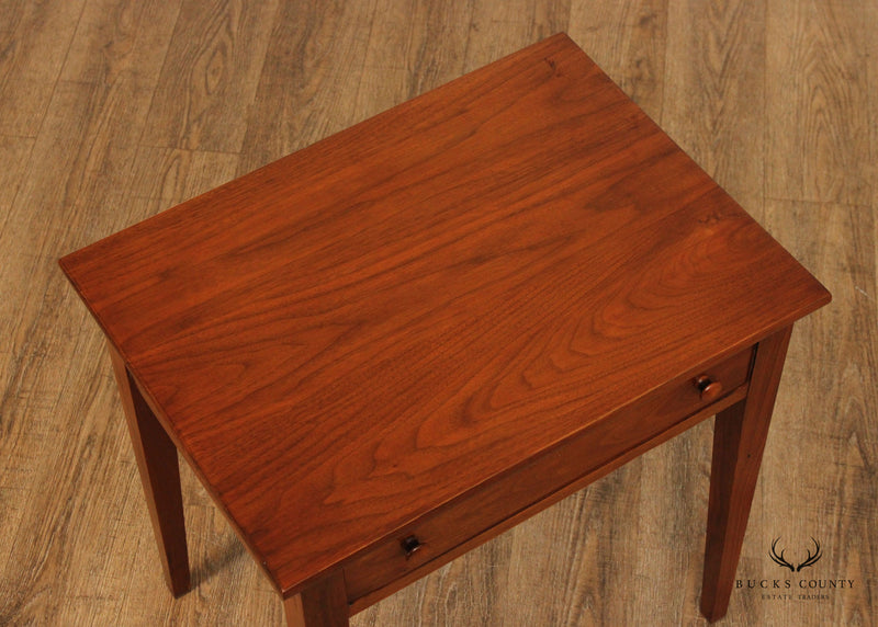 Shaker Style Custom Crafted Walnut Single Drawer Side Table