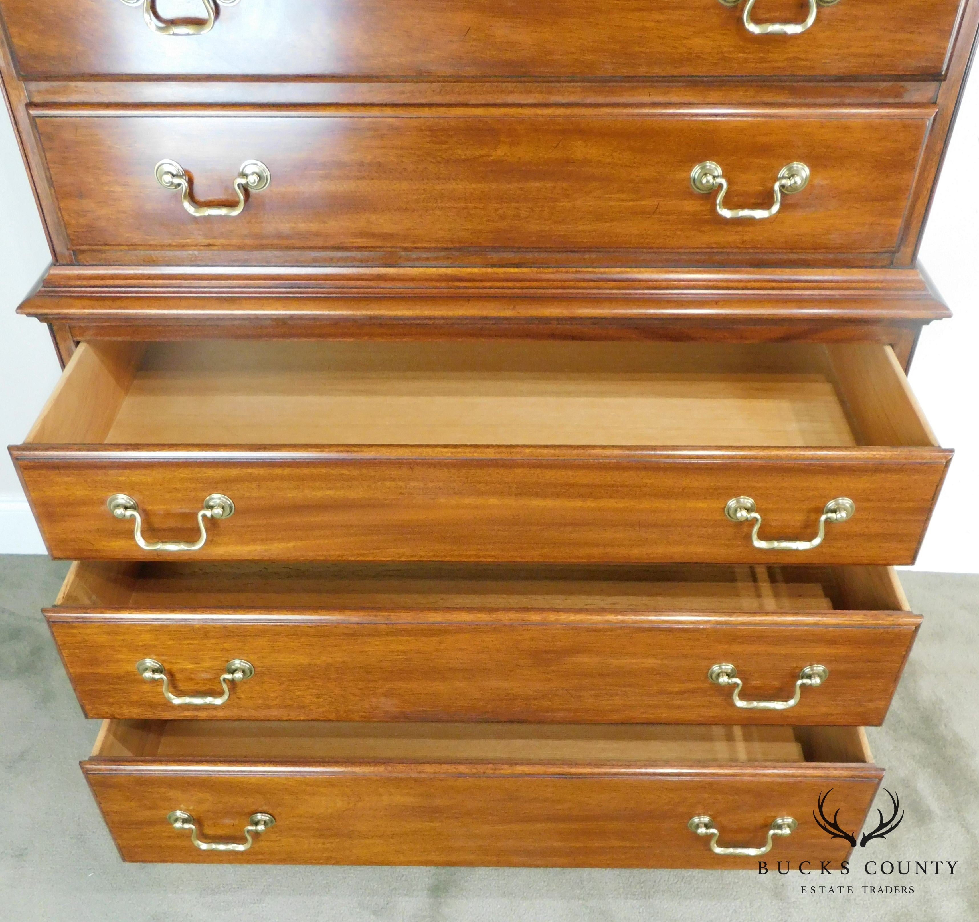 Henkel Harris Chippendale Style # 164 Mahogany High Chest on Chest