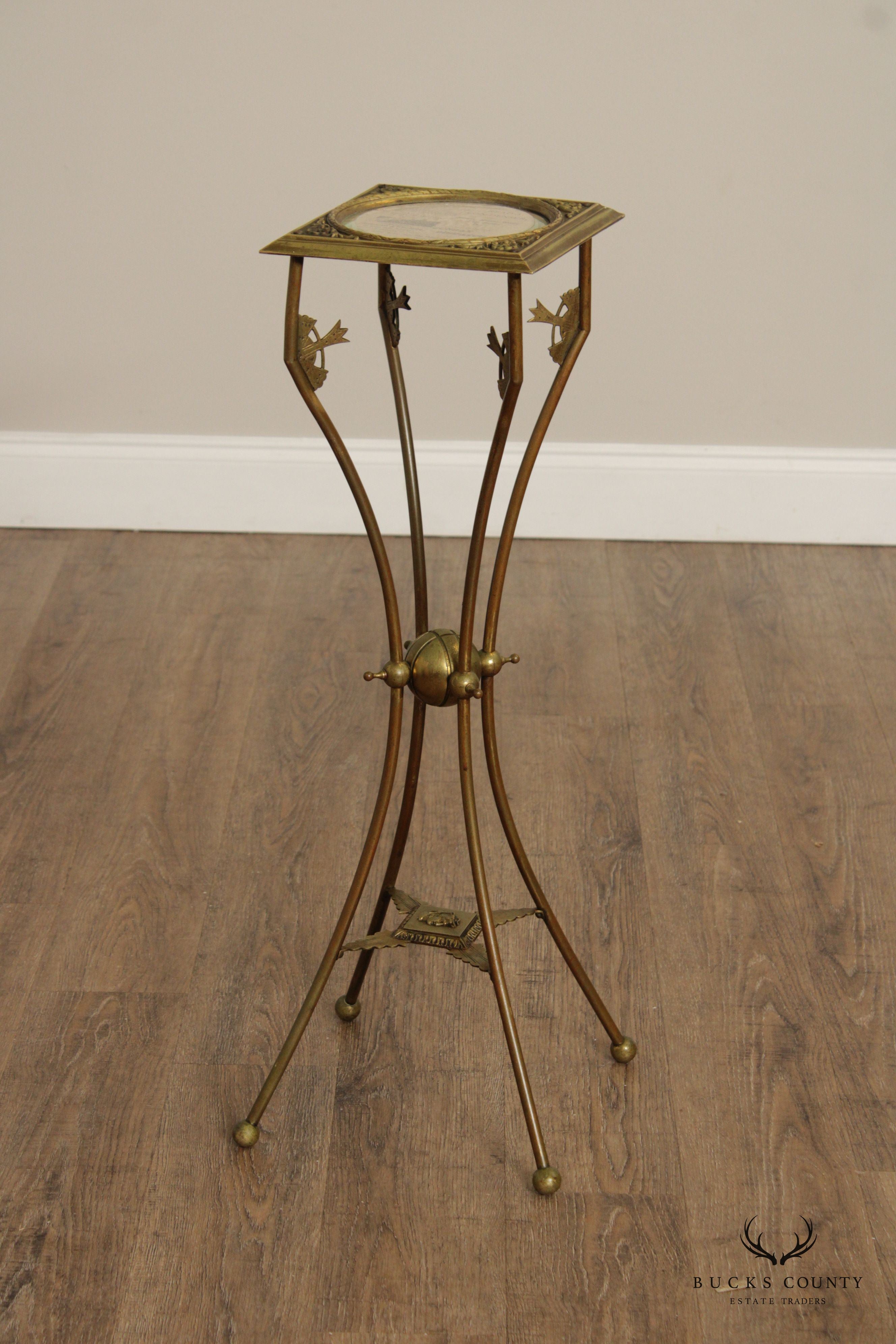 Antique Victorian Brass Pedestal Plant Stand