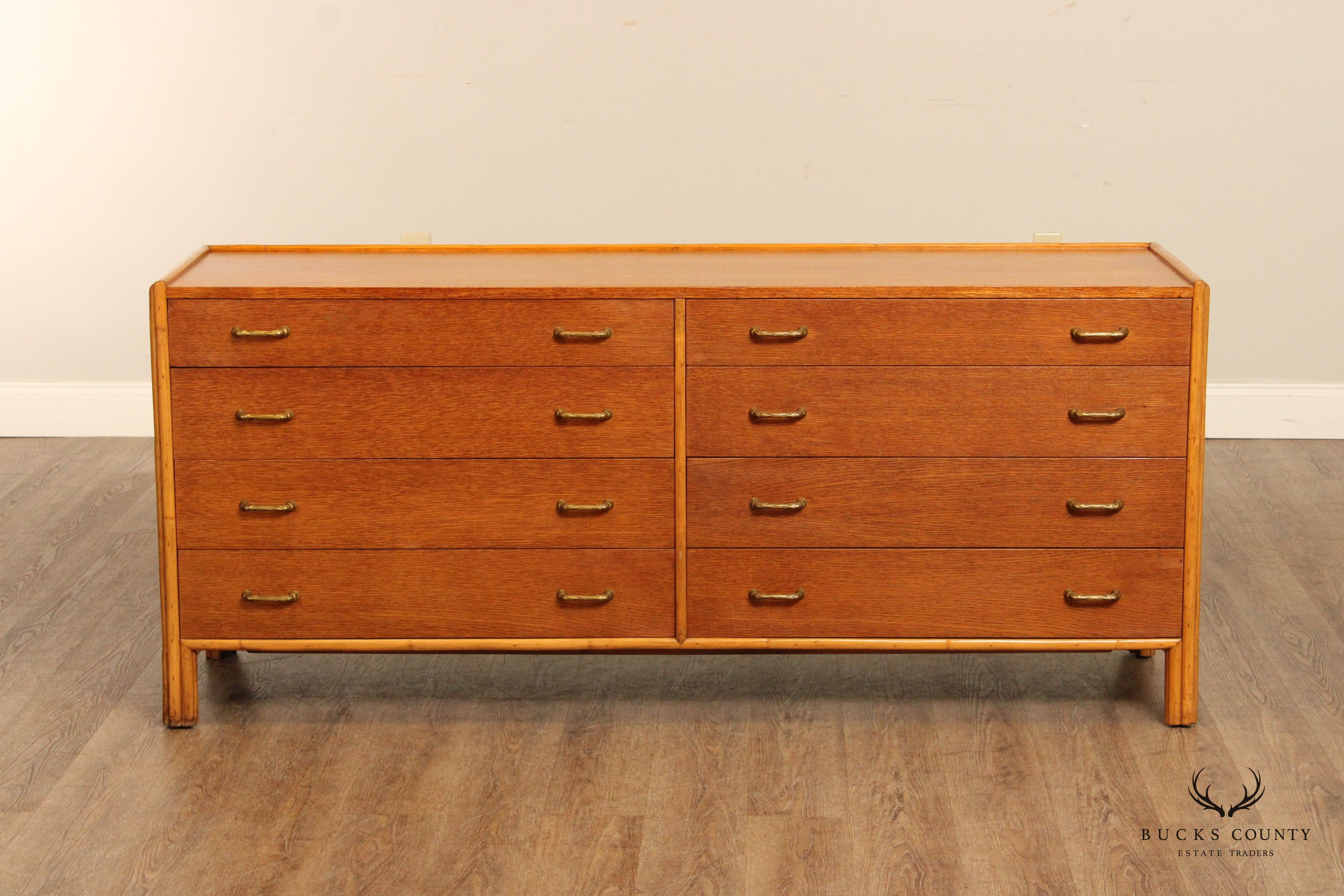 McGuire Mid Century Modern Oak Six-Drawer Dresser