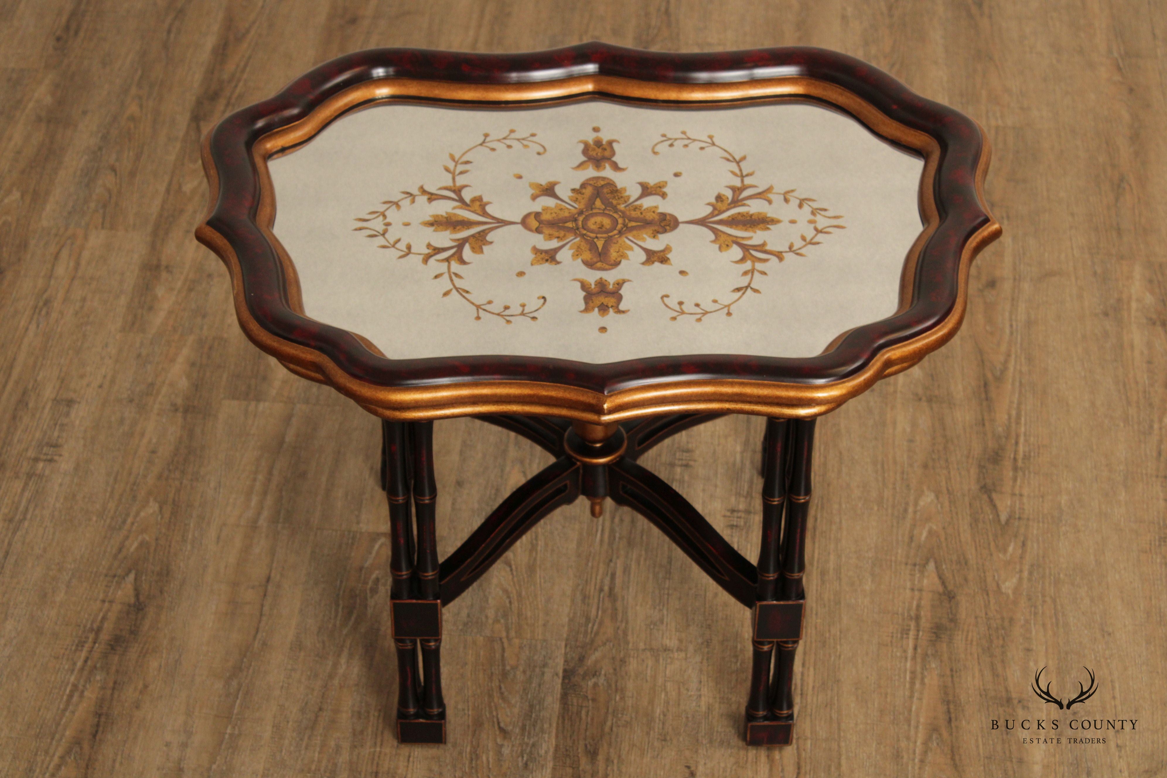 English Regency Style Partial Gilt Faux Bamboo Tray Table