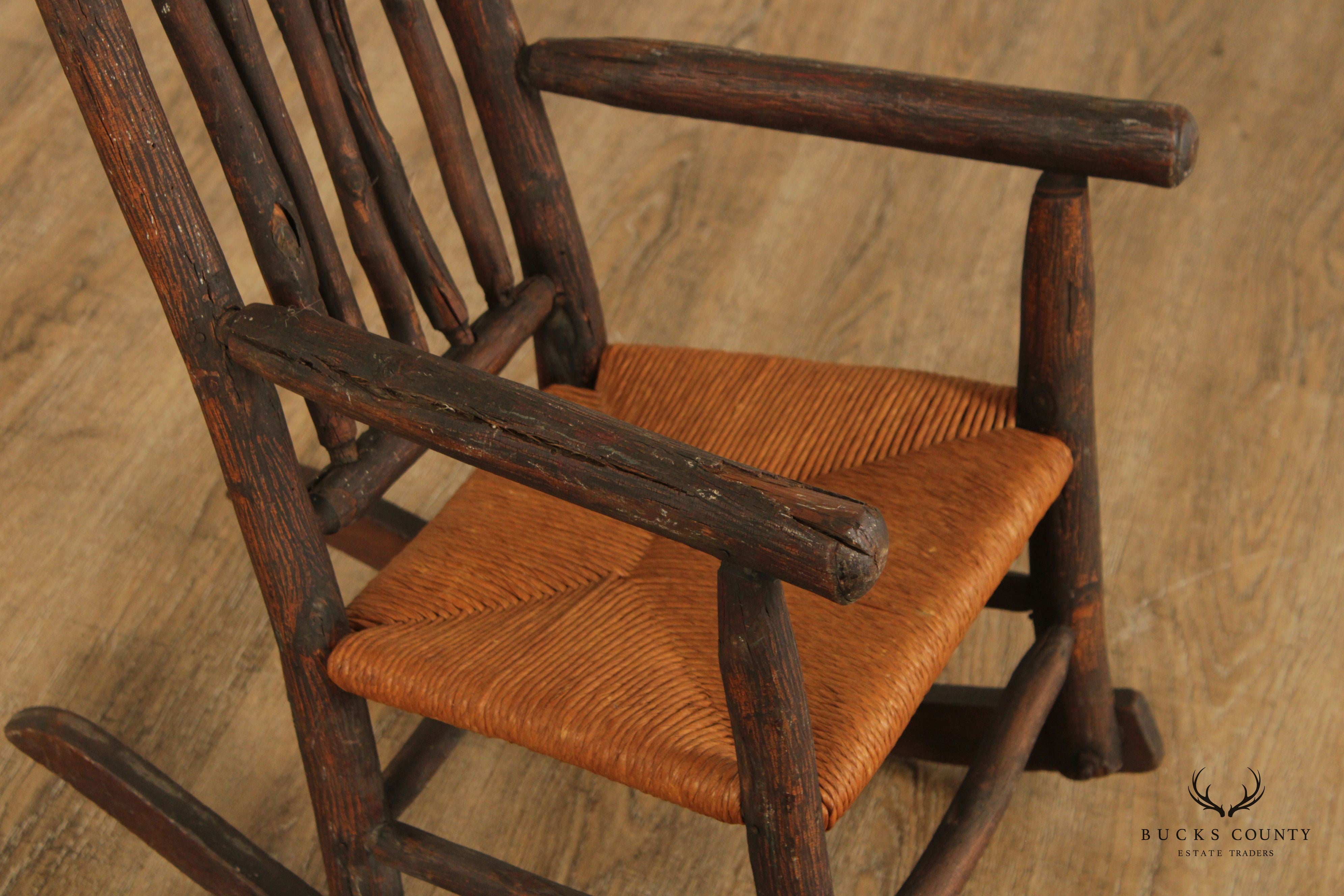 Antique Adirondack Rustic Style Children's Rocking Chair