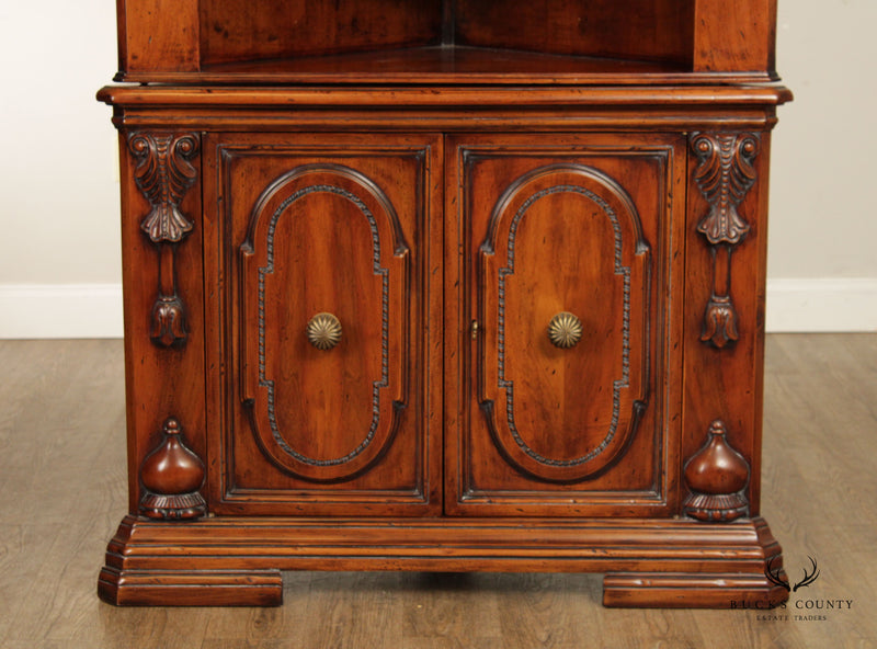 Francesco Molon Louis XVI Style Carved Walnut Corner Cabinet