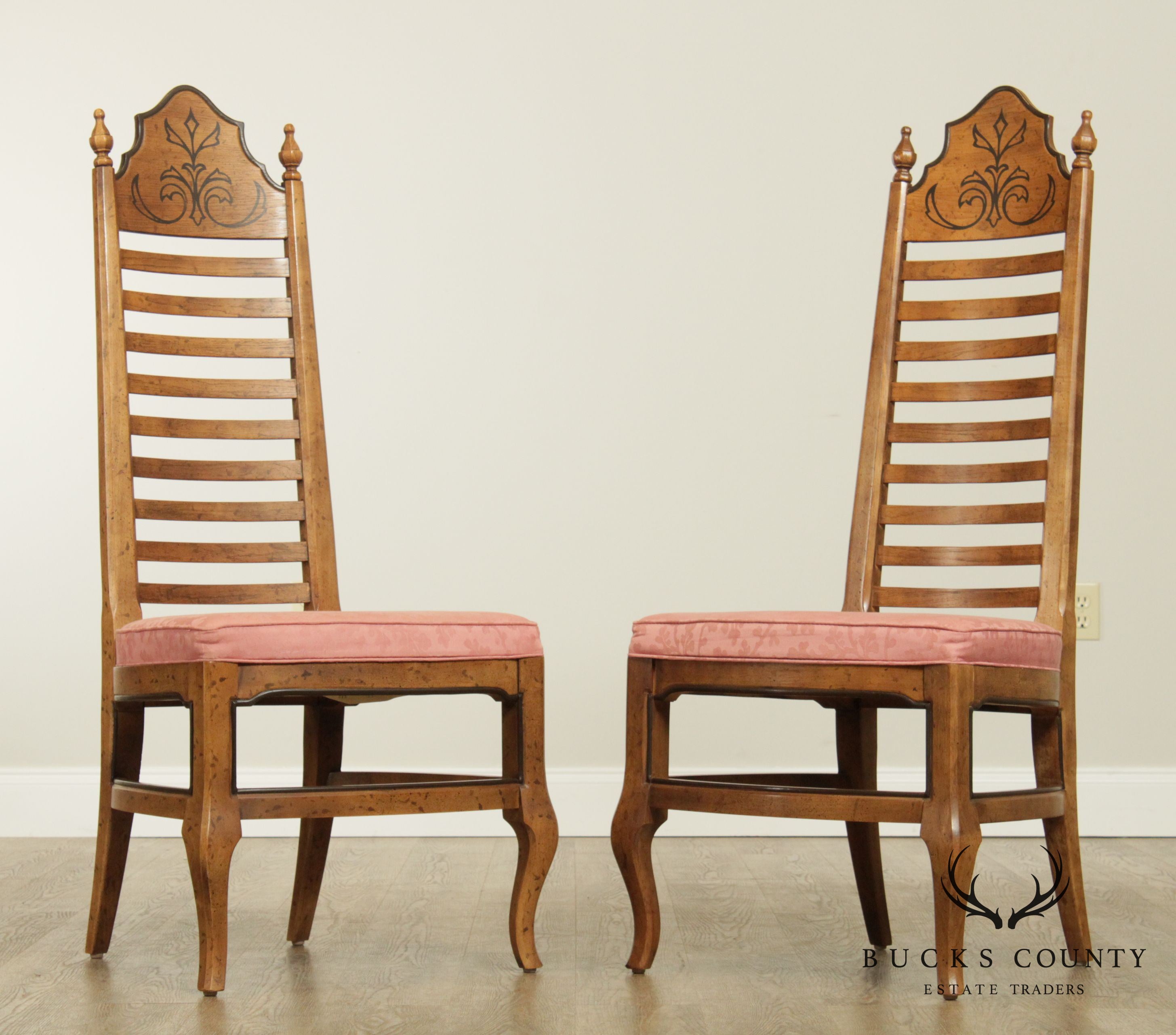 Drexel "Esperanto" Collection Vintage Pair Ladder Back Side Chairs