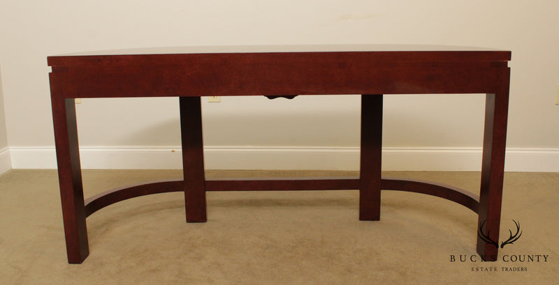 Asian Influenced Mahogany 60 inch Demilune Console Table