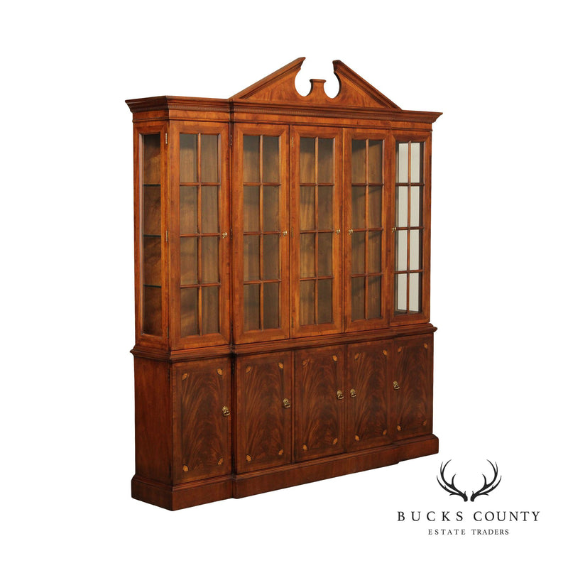Drexel Heritage Regency Court Flame Mahogany Inlaid Breakfront China Cabinet