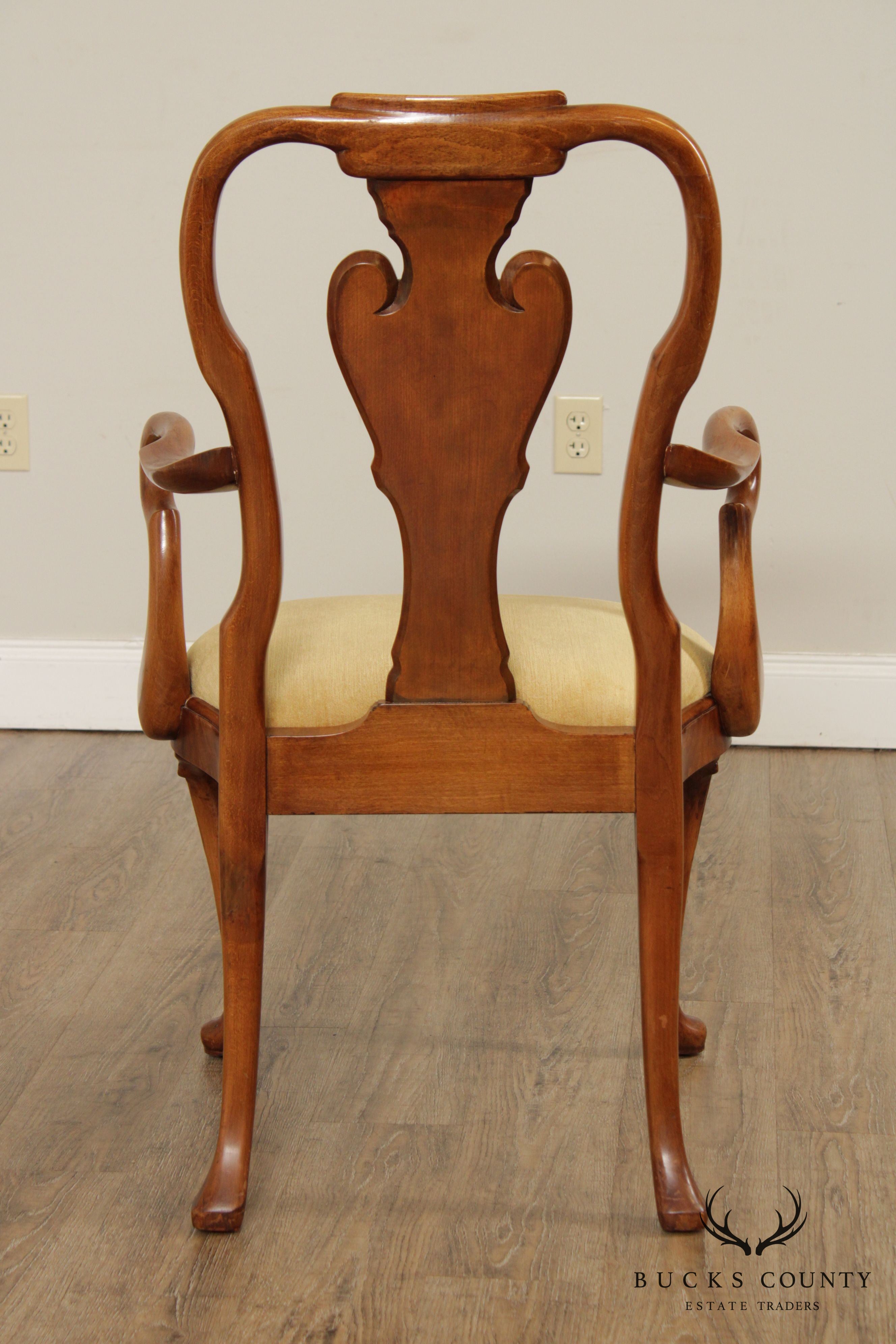 Queen Anne Style Custom Walnut Shepherd's Crook Armchair