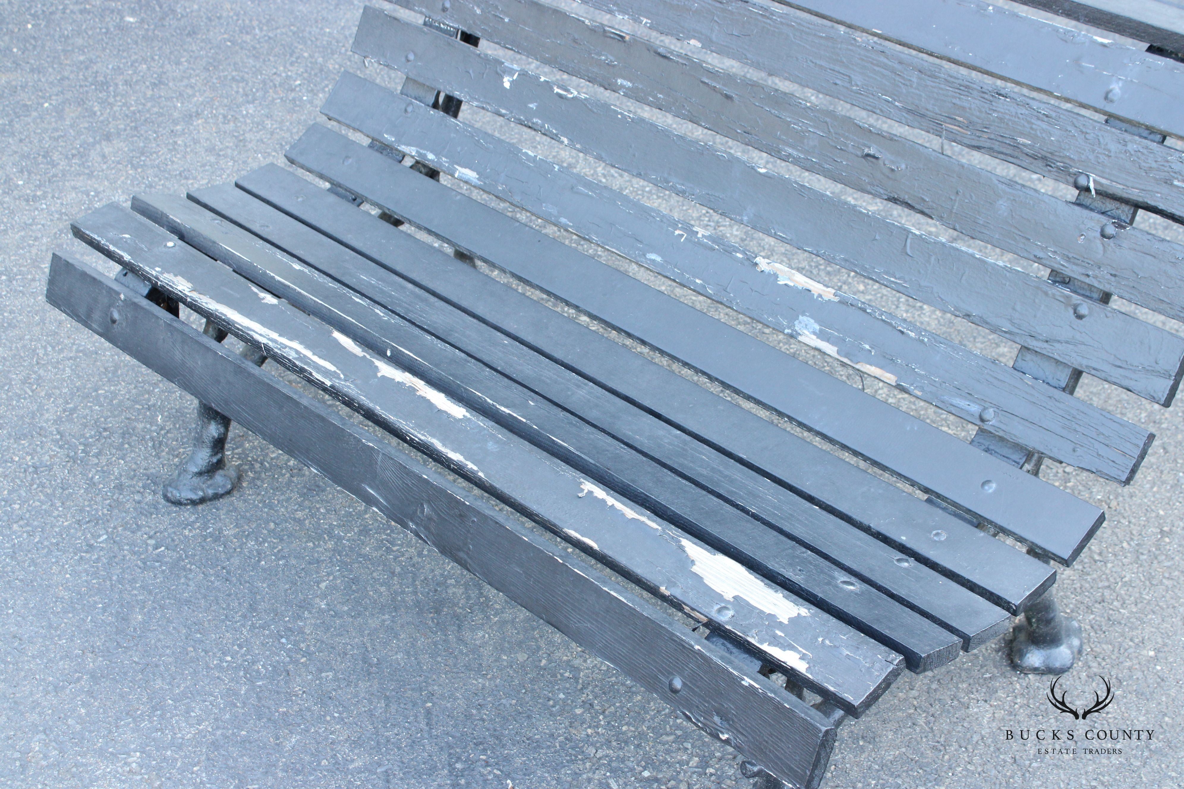 Victorian Cast Iron and Wood Outdoor Garden Bench