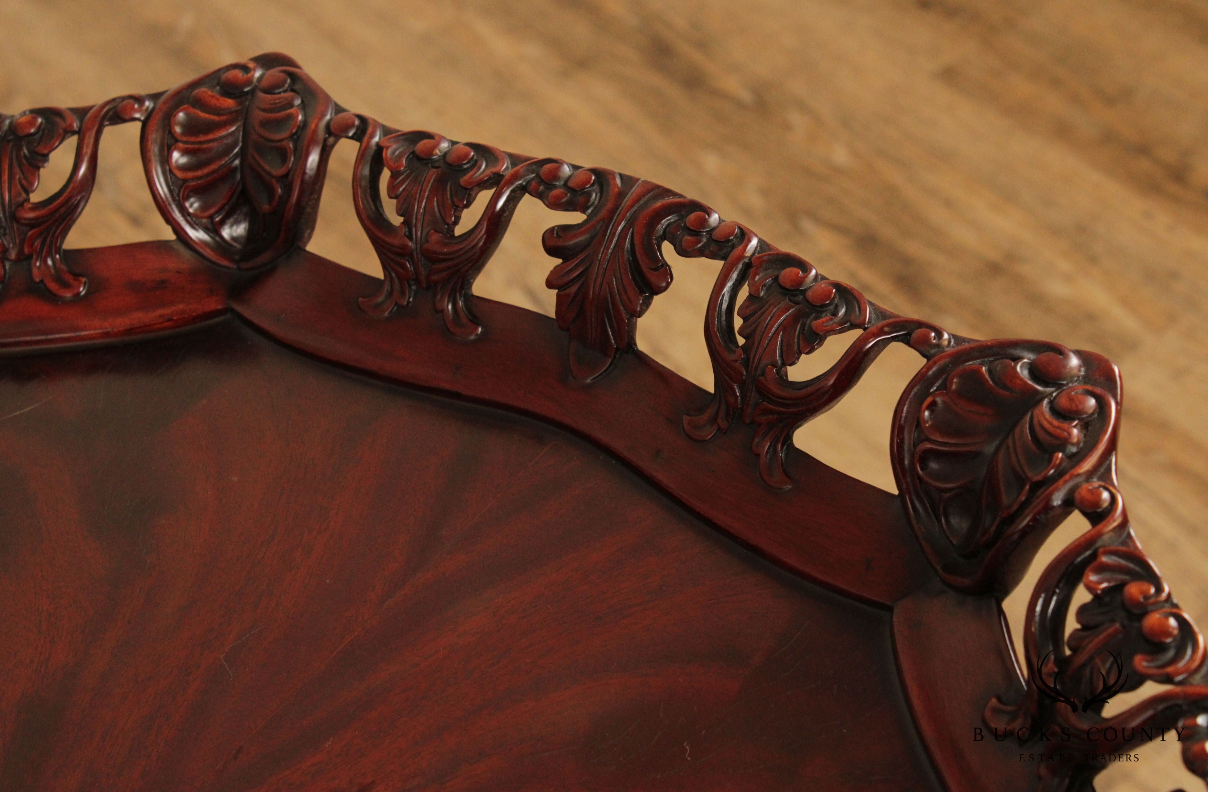 Georgian Style Carved Mahogany Pie Crust Claw Foot Side Table