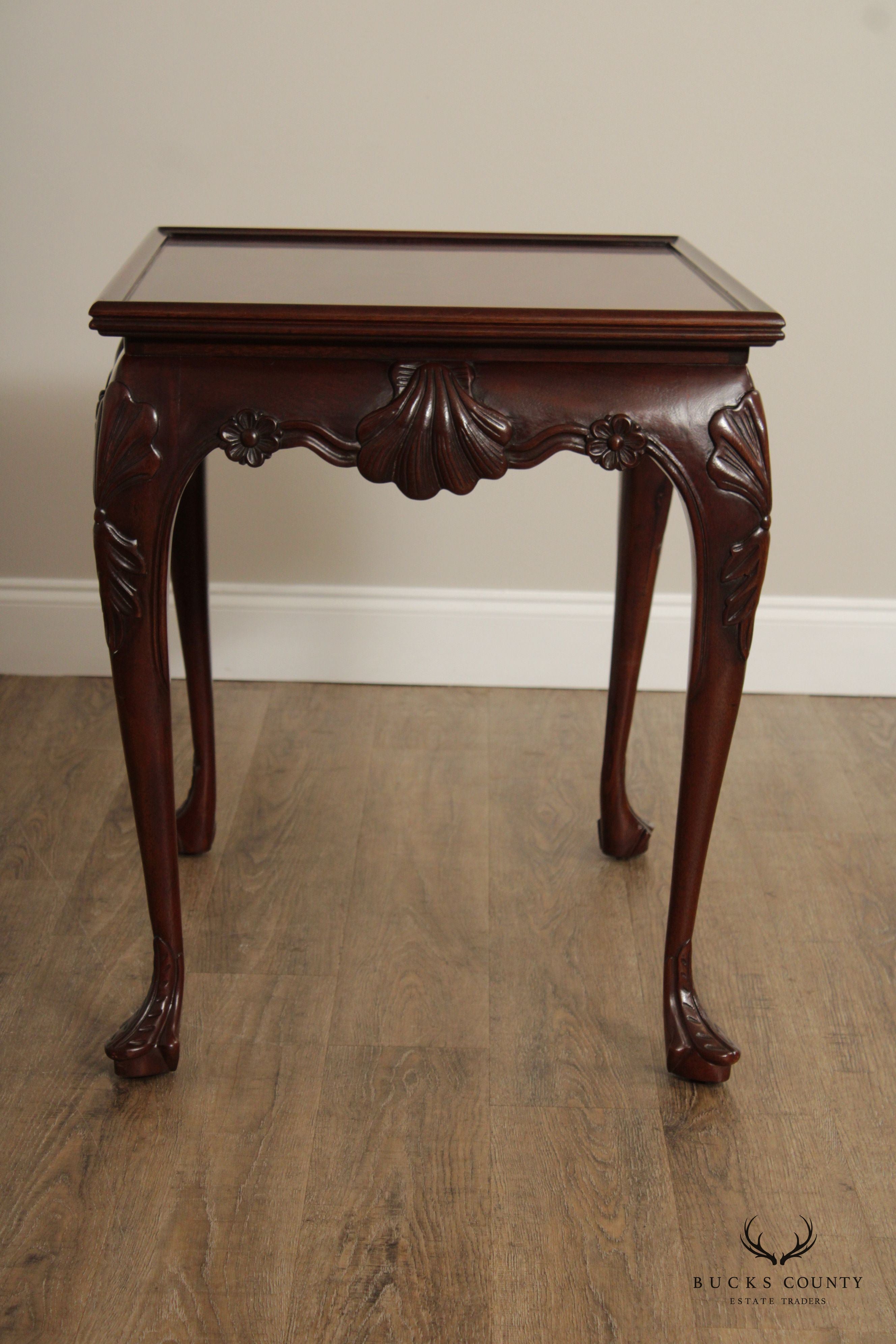 Baker Stately Homes Collection Irish Georgian Carved Mahogany Tea Table