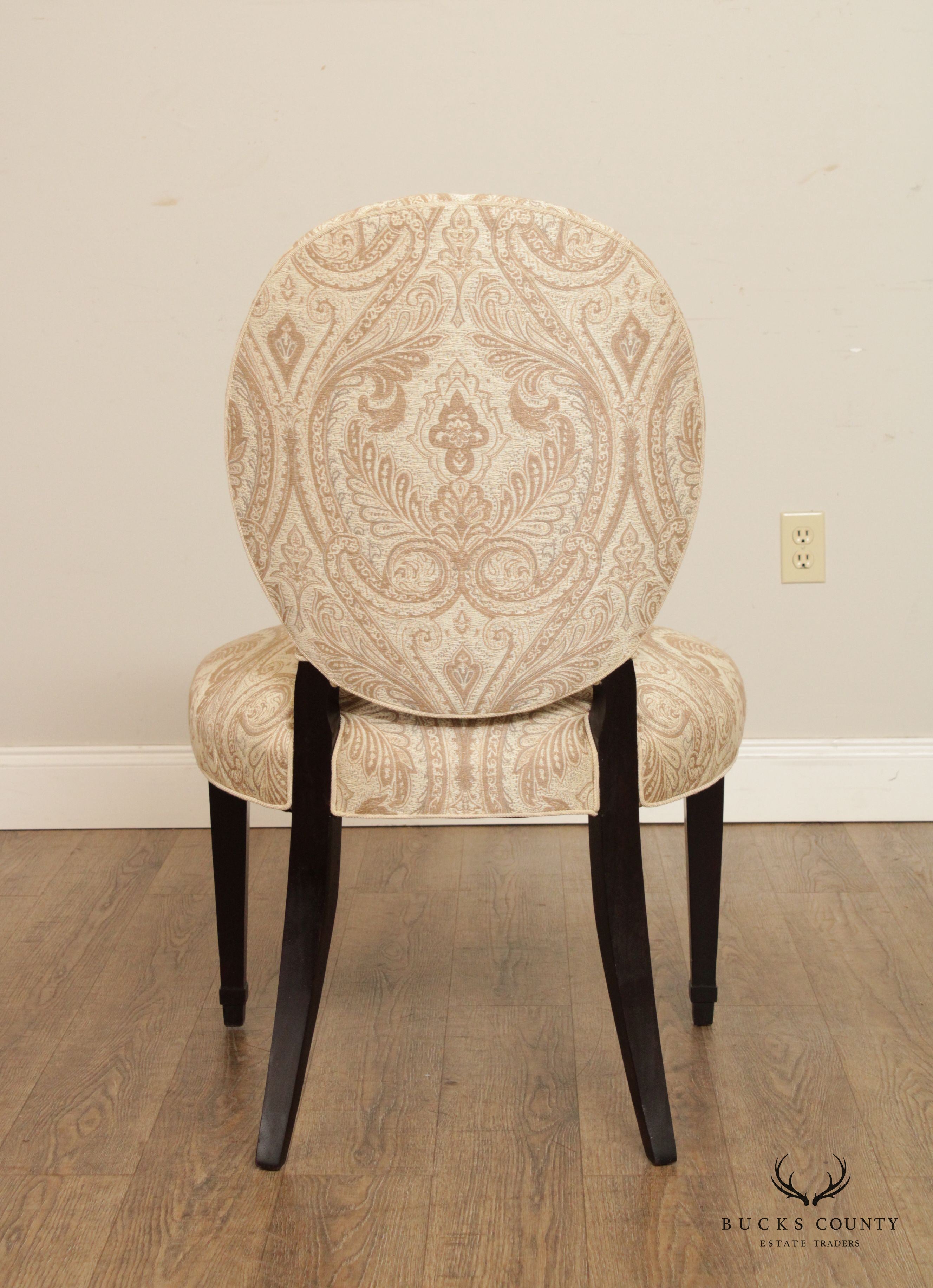 Hepplewhite Style Pair Custom Upholstered Side Chairs