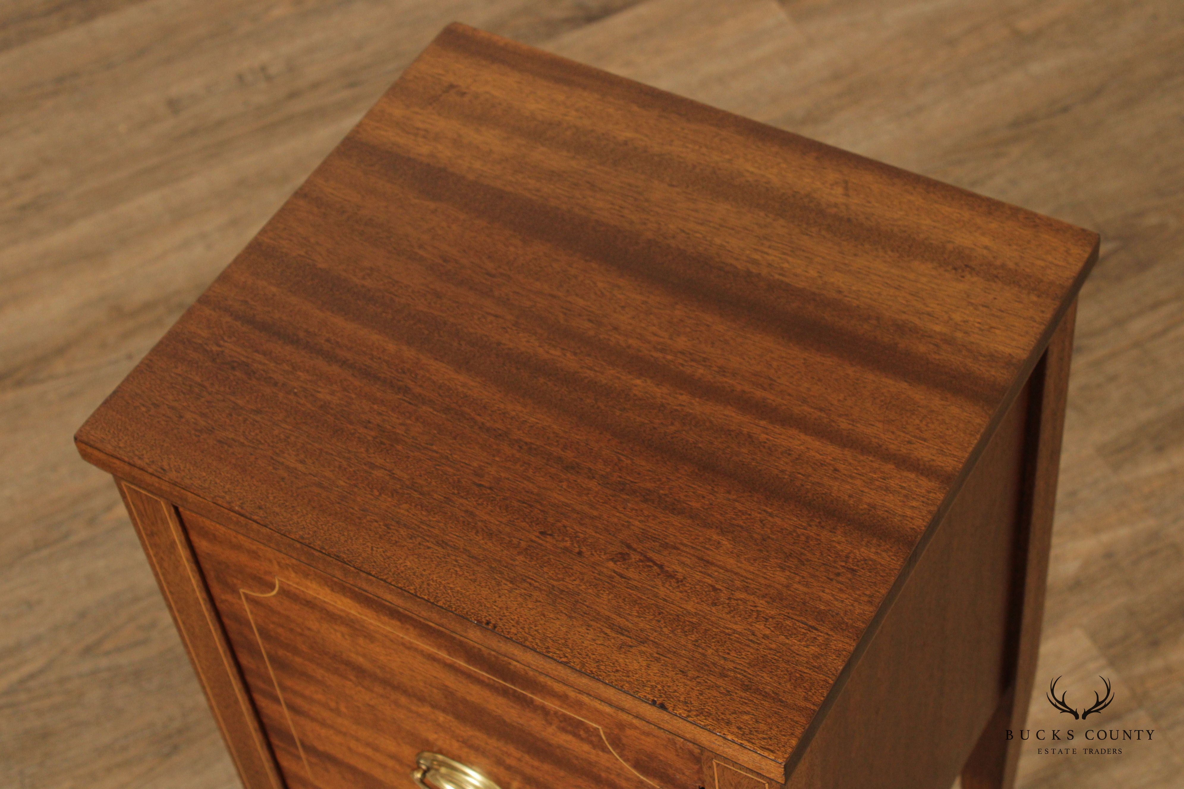 1940's Federal Hepplewhite Style Inlaid Mahogany Cabinet Nightstand