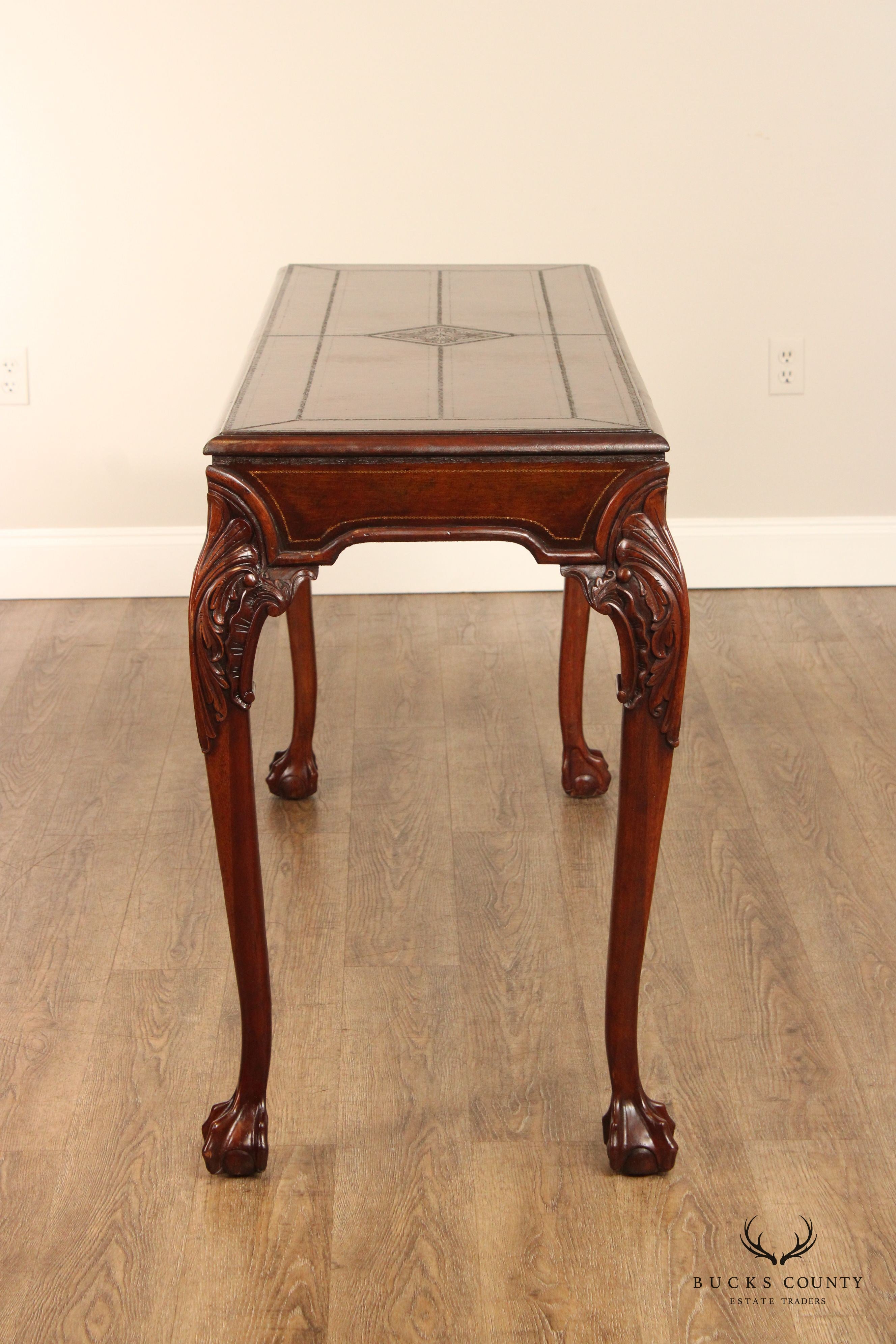 Chippendale Style Carved Mahogany Ball and Claw Foot Console Table