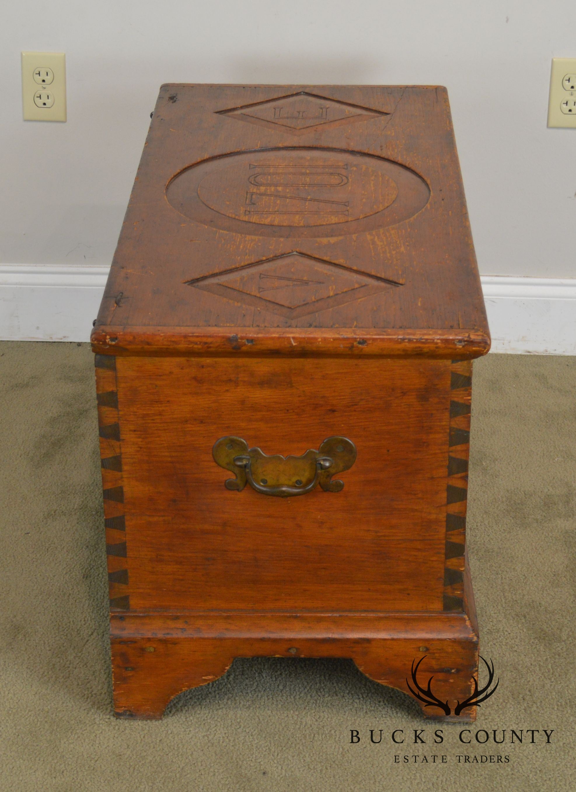 Antique 1701 Monogrammed Carved Dutch Blanket Chest