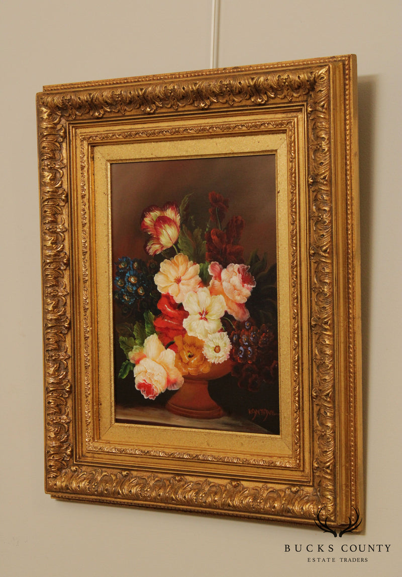 Floral Still Life Oil Painting with Gilt Frame (B)