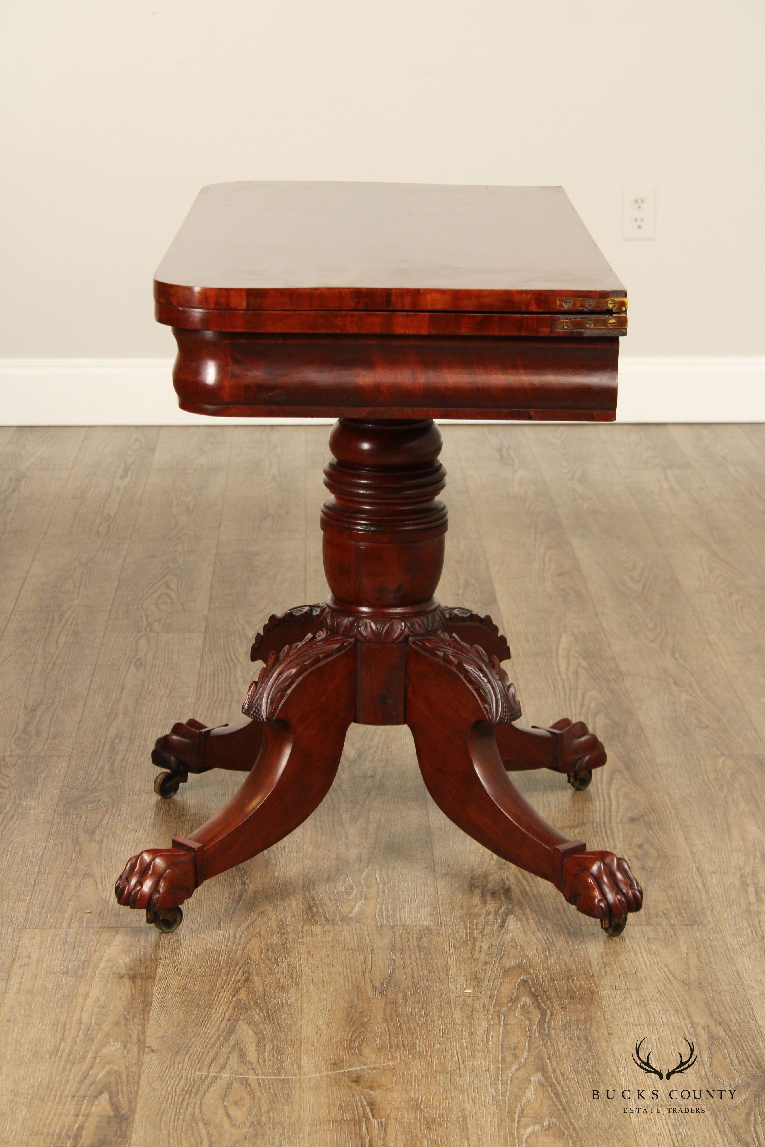 American Classical Antique Mahogany Paw Foot Card Table