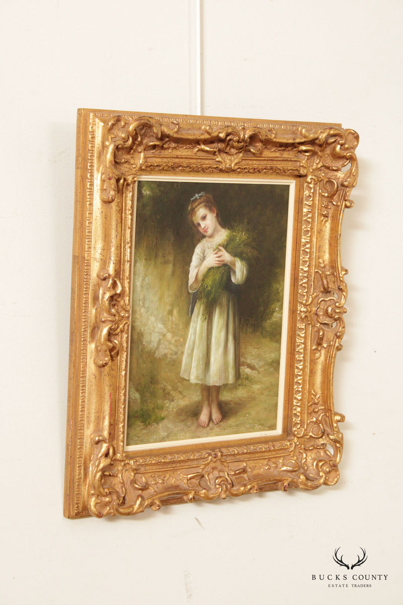 Portrait 'Retour des champs' Original Oil Painting, After William-Adolphe Bouguereau