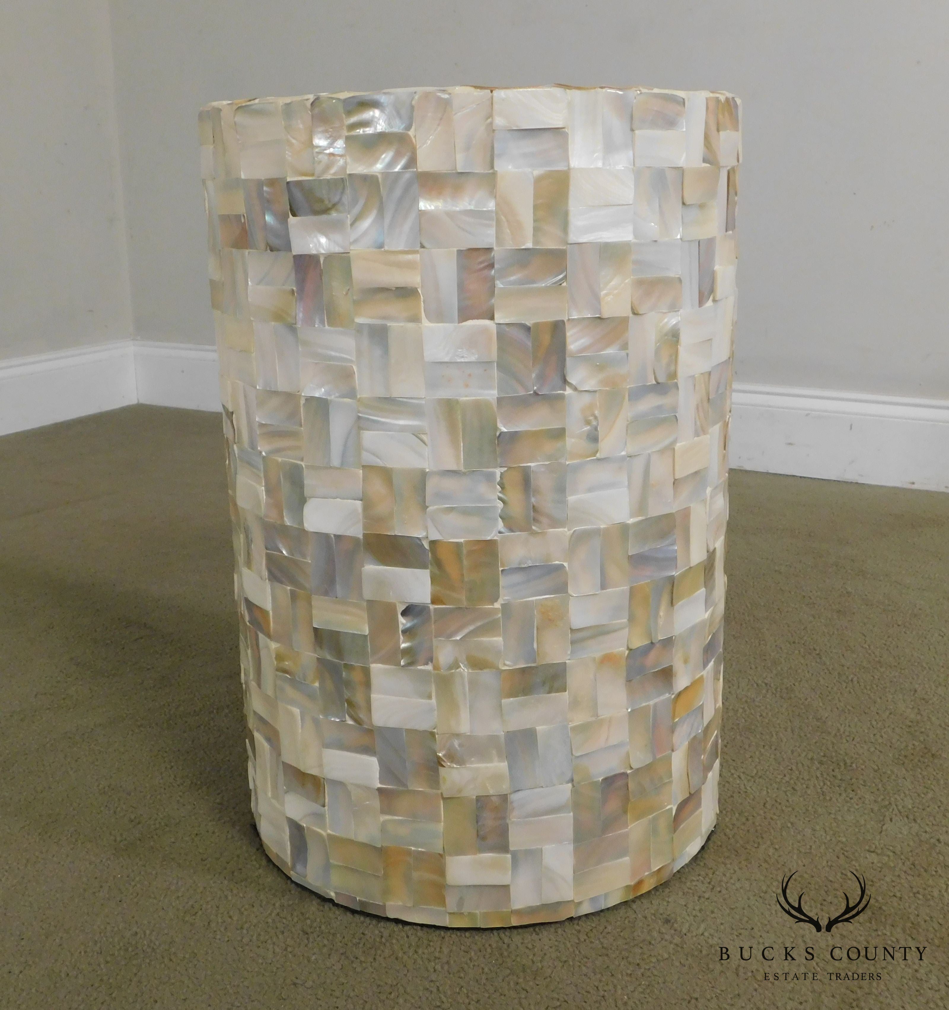 Mother of Pearl Mosiac Cylinder Pedestal