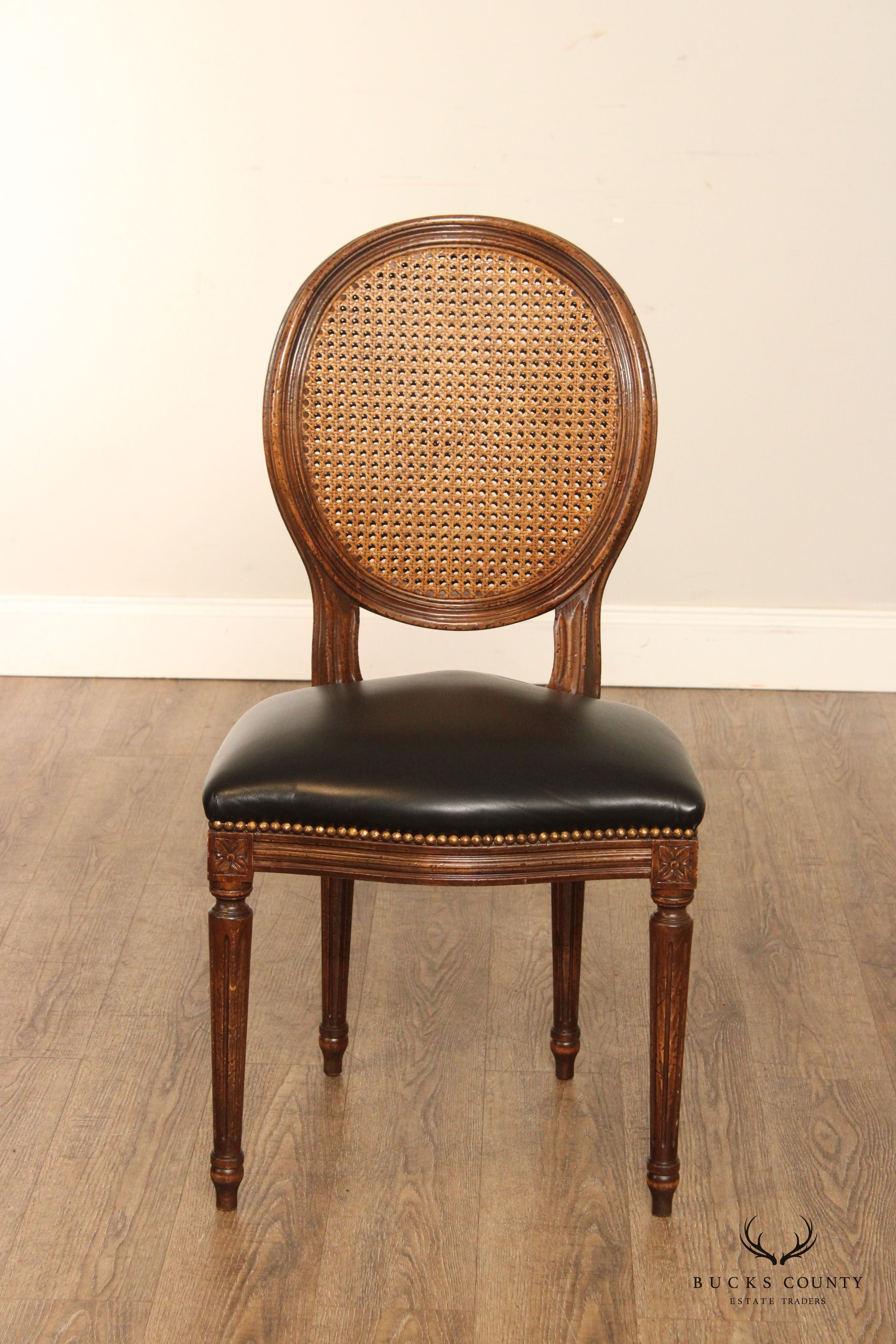 French Louis XVI Style Fruitwood Cane Side Chair