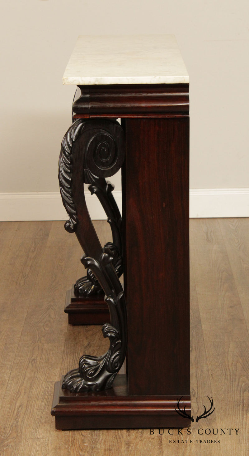 Antique 19th Century English Regency Rosewood Marble Top Console