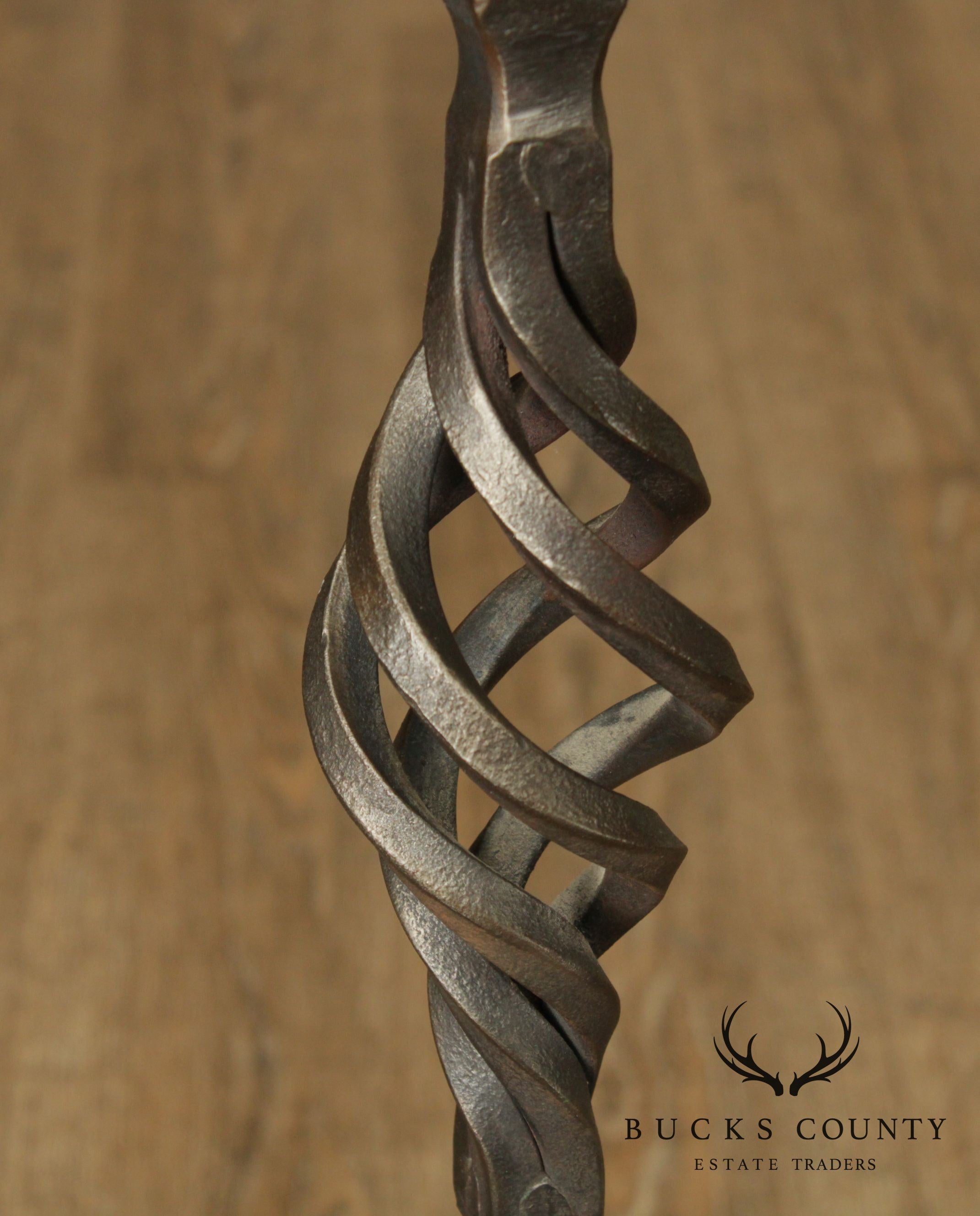 Hand Forged Custom Twisted Iron Set Fire Place Tools