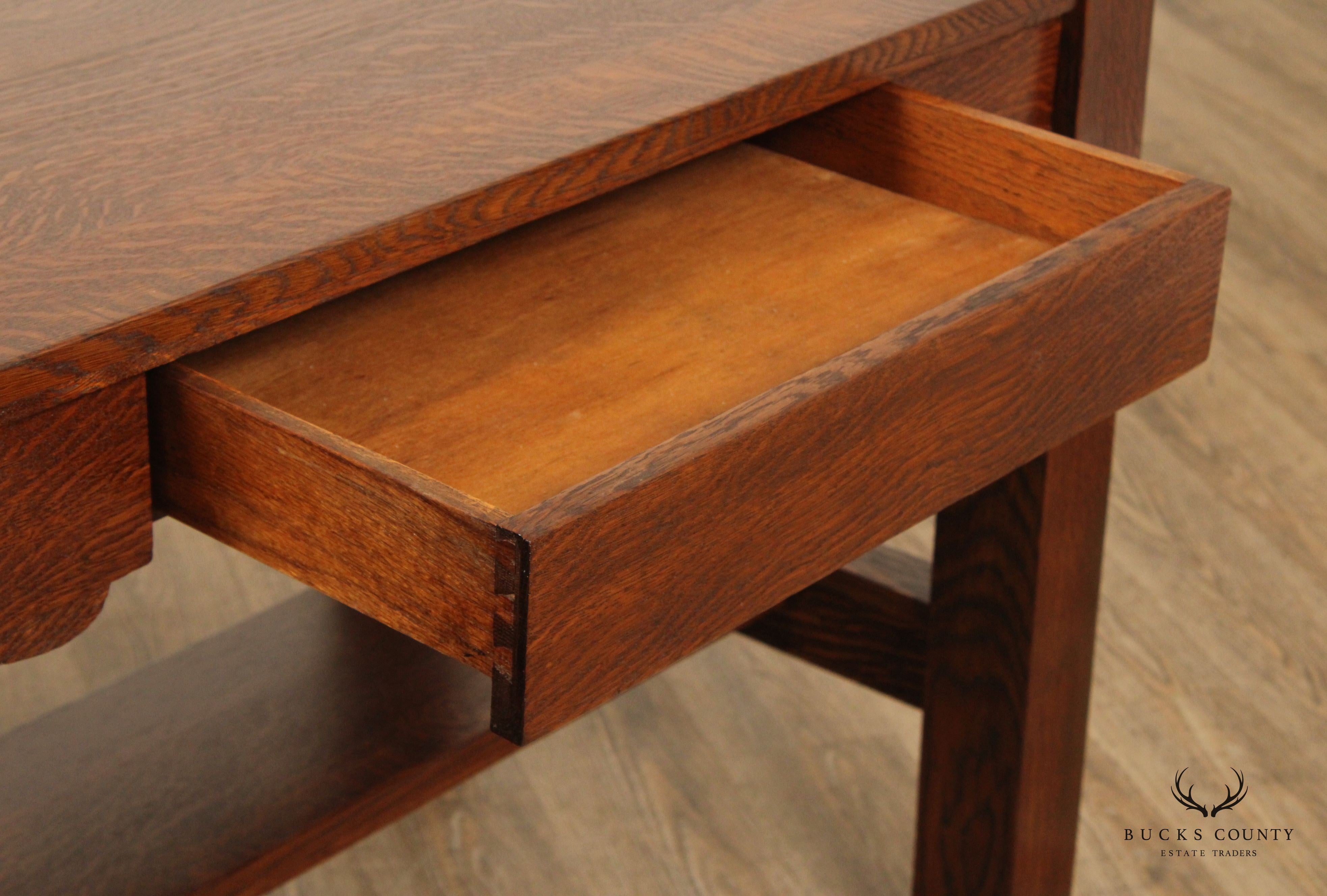 Antique Mission Oak Library Table or Writing Desk