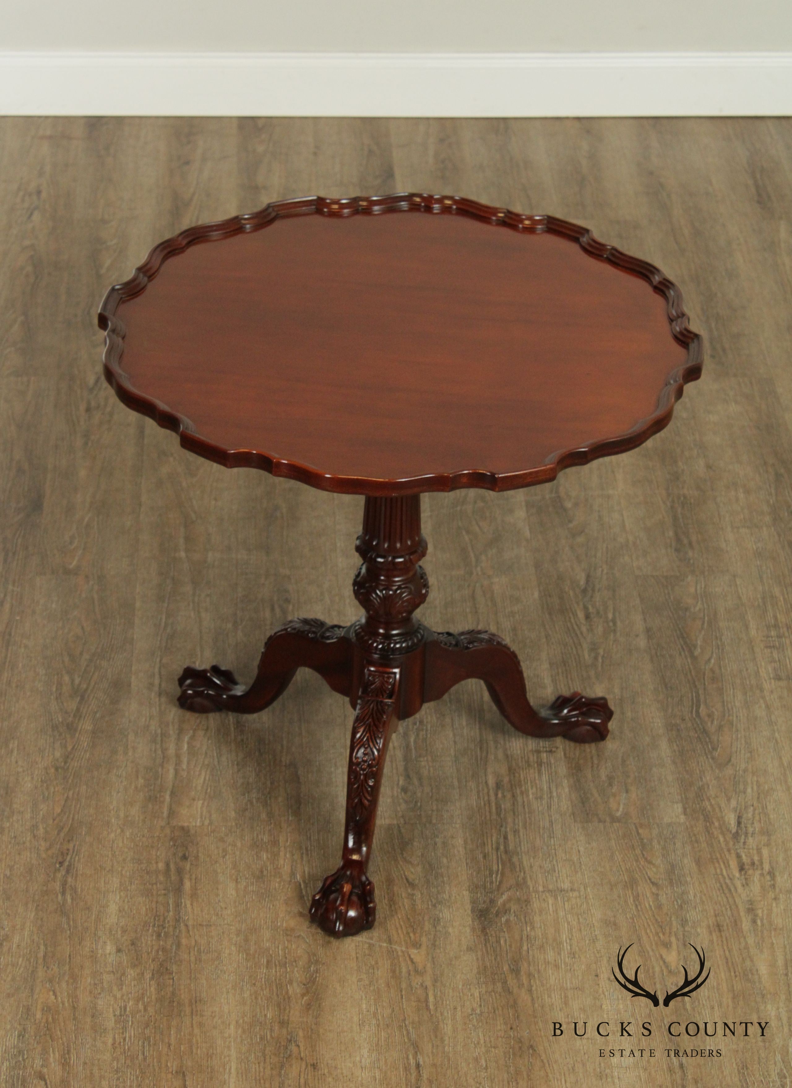 Chippendale Style Carved Mahogany Piecrust Tilt Top Tea Table