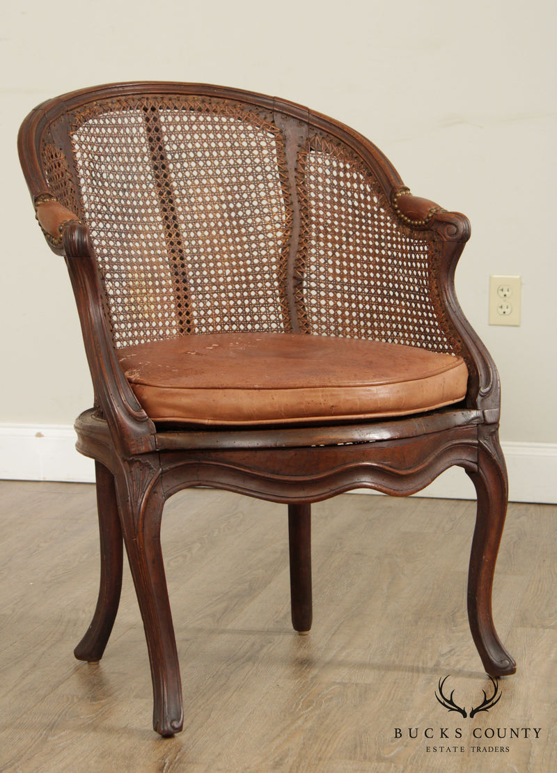 Antique French Louis XV Style Caned Bergere Chair