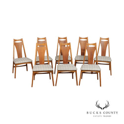 Mid Century Modern Set of Eight Walnut Dining Chairs