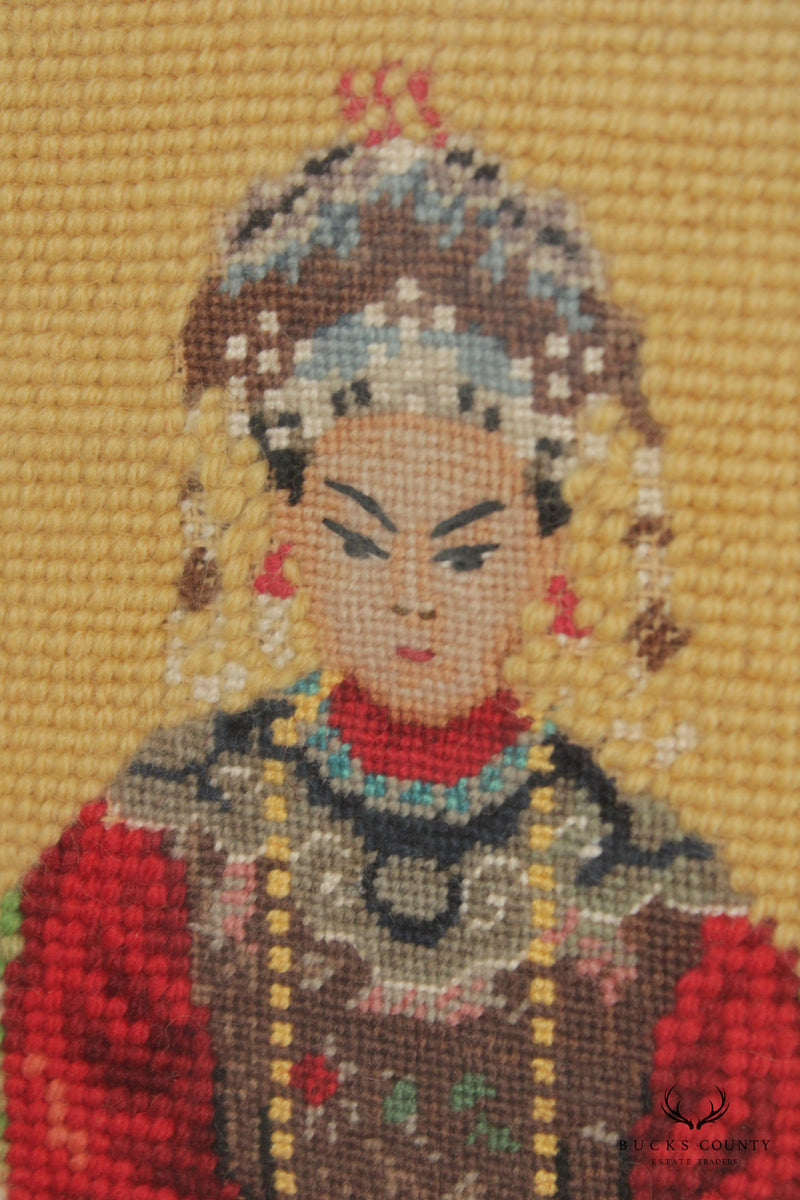 Vintage Framed Needlepoint Chinese Empress