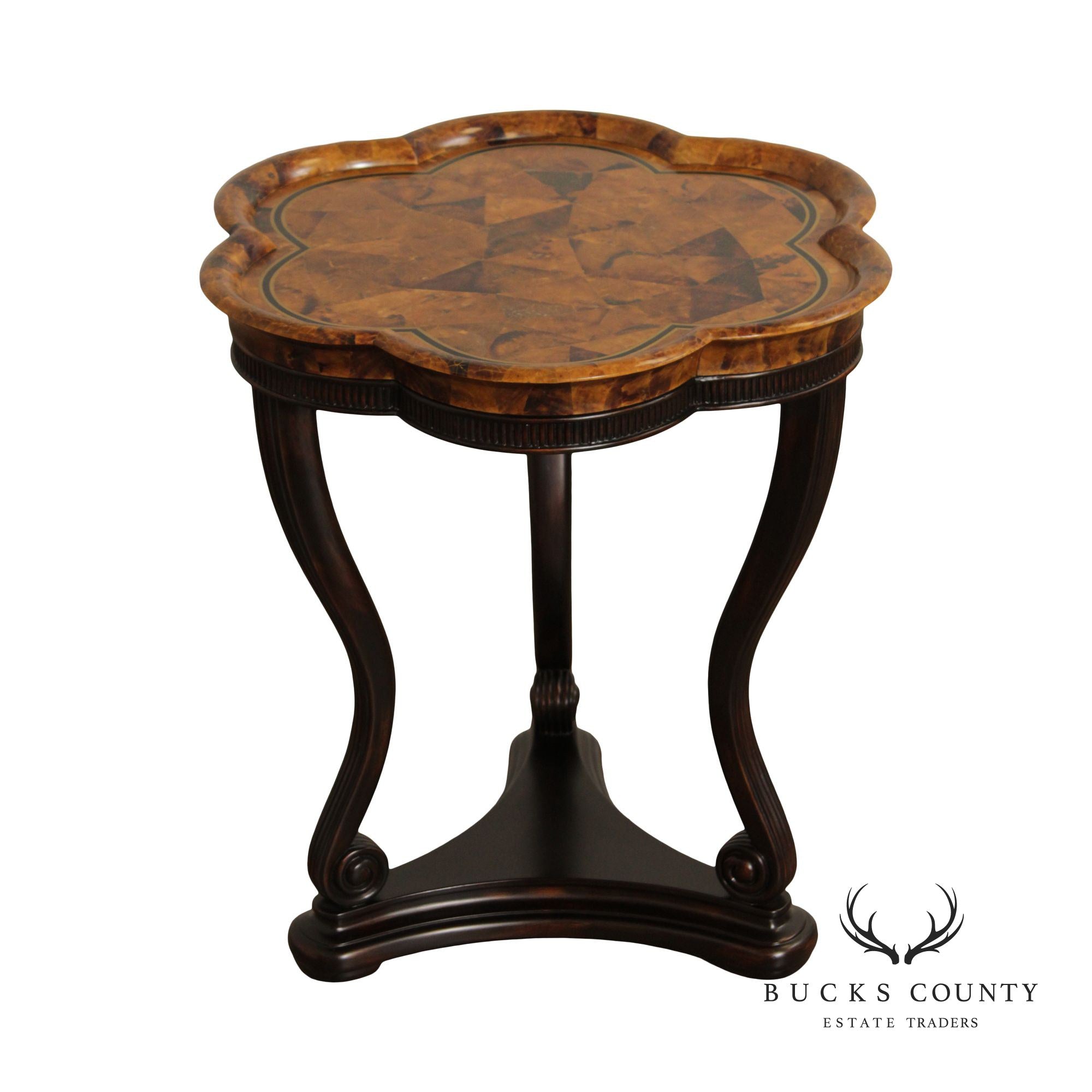 Empire Style Mahogany and Faux Tortoise Shell Side Table