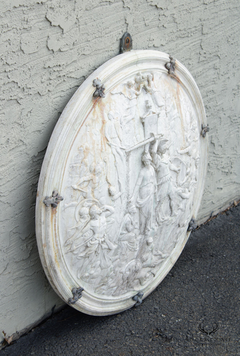 Classical Greco Roman Cast Stone Relief Outdoor Plaque