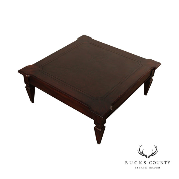 South Cone Trading Company Rustic Square Leather Top Cocktail Coffee Table