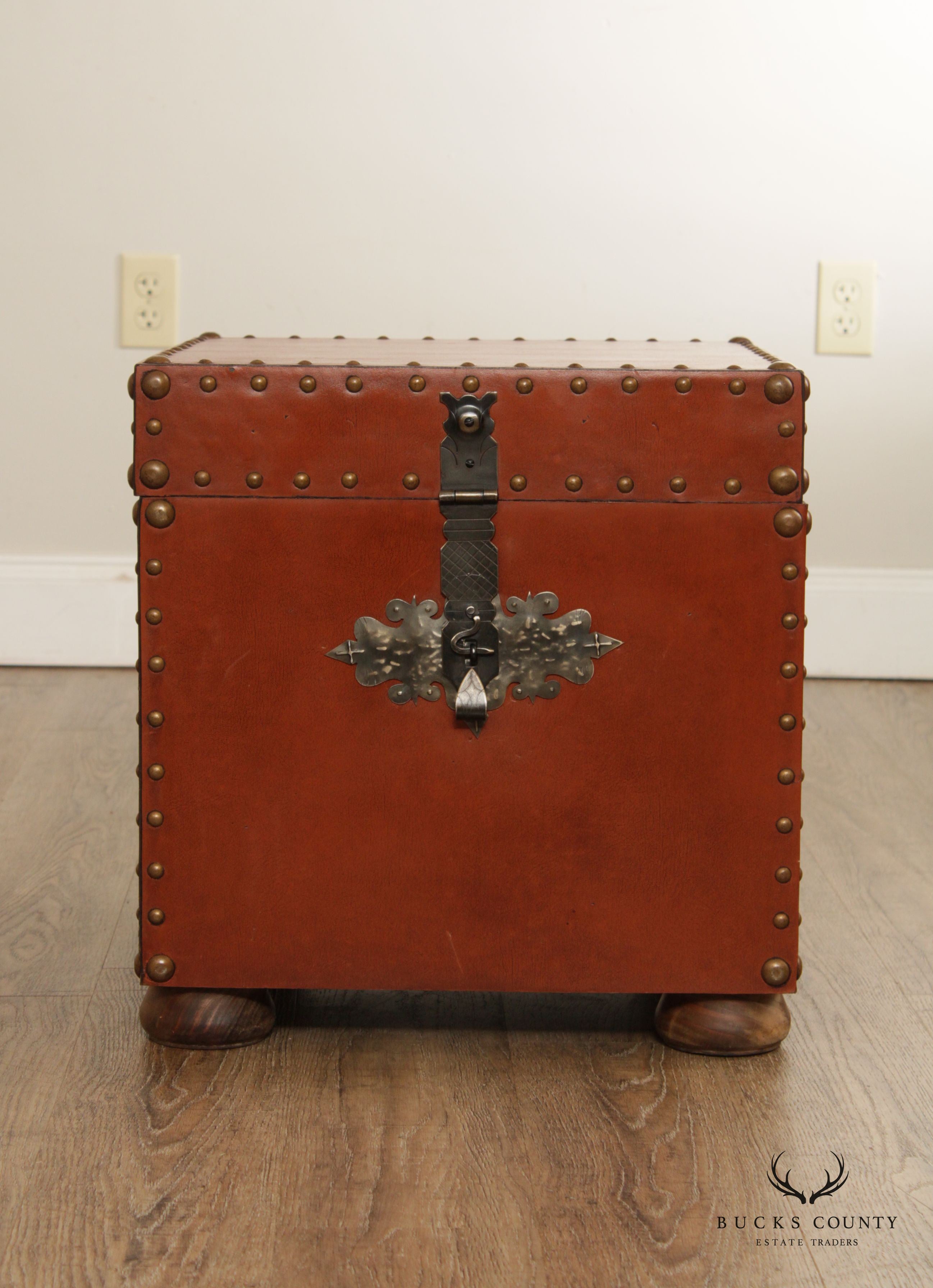 Rustic European Style Leather Wrapped Chest