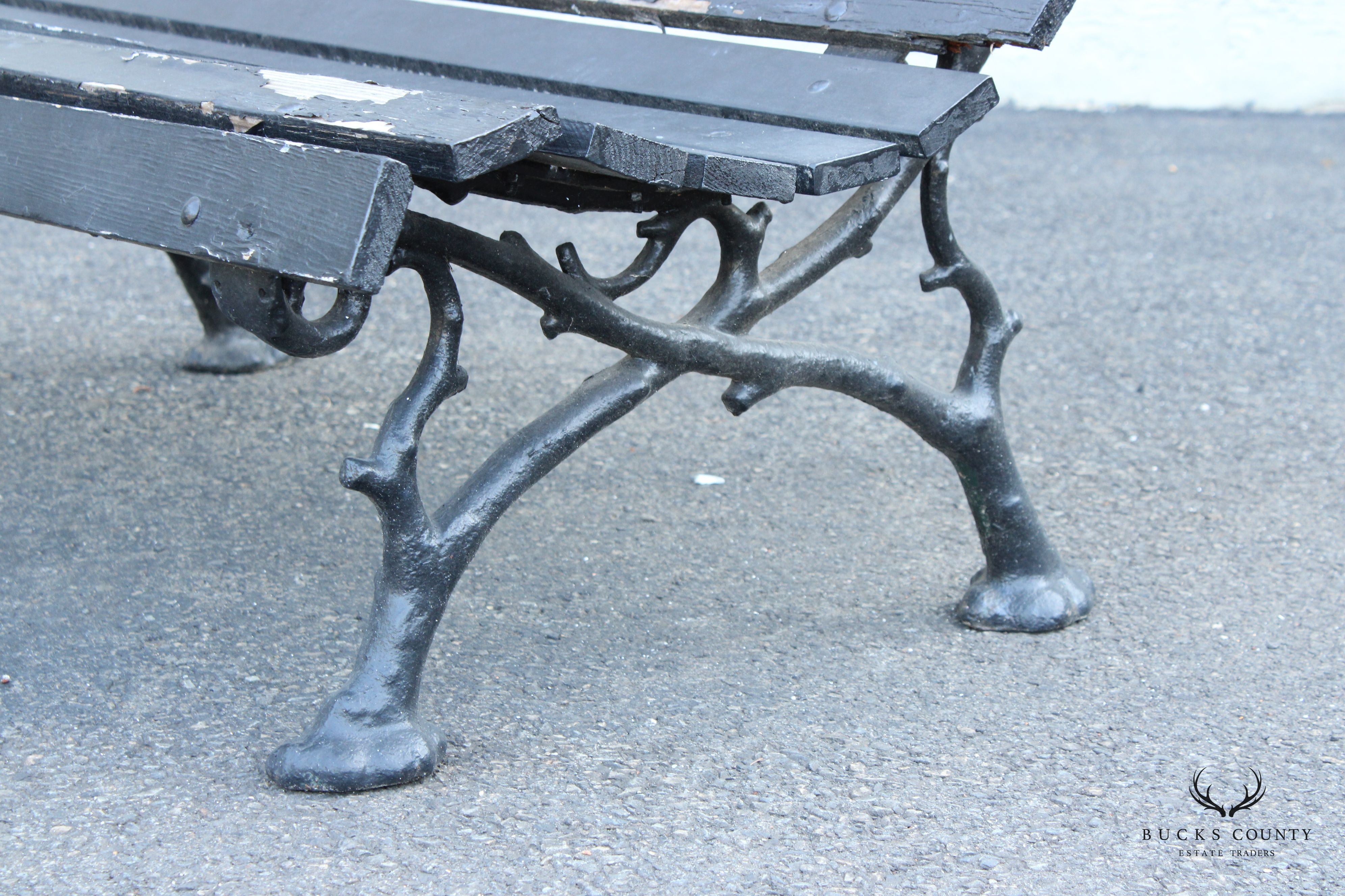 Victorian Cast Iron and Wood Outdoor Garden Bench