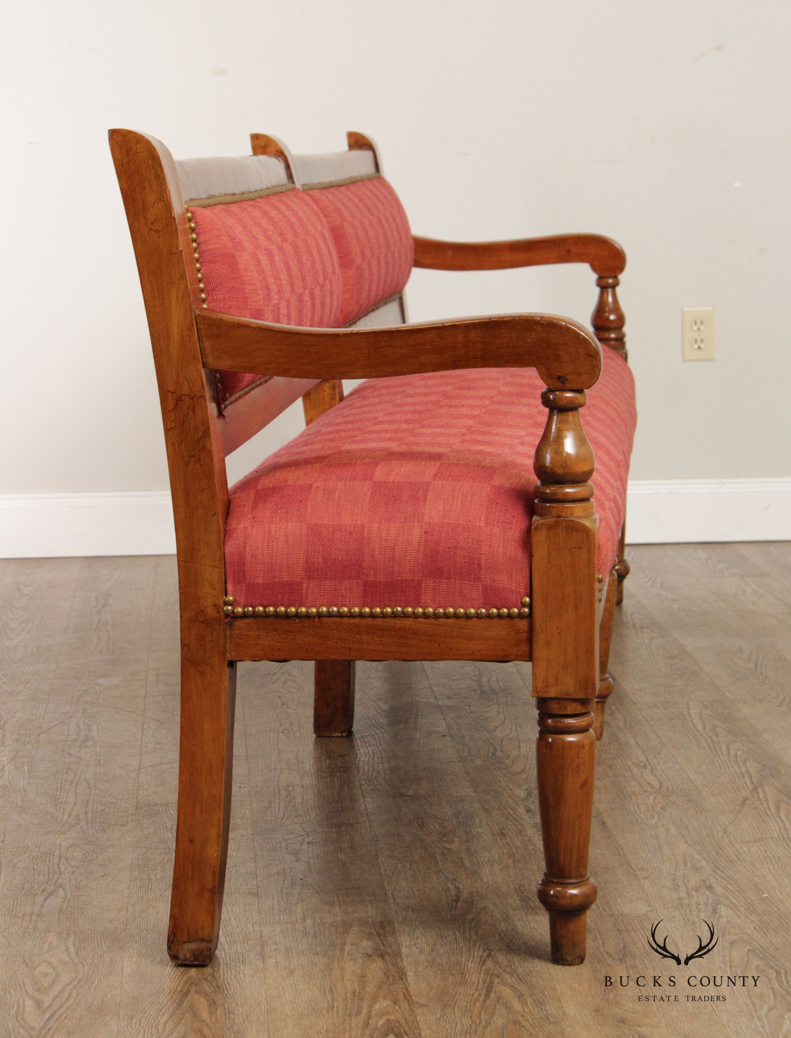 Antique English Custom Upholstered 8' Long Bench