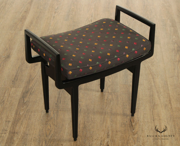 Baker Furniture Mid Century Modern Style Black Lacquered Foot Stool