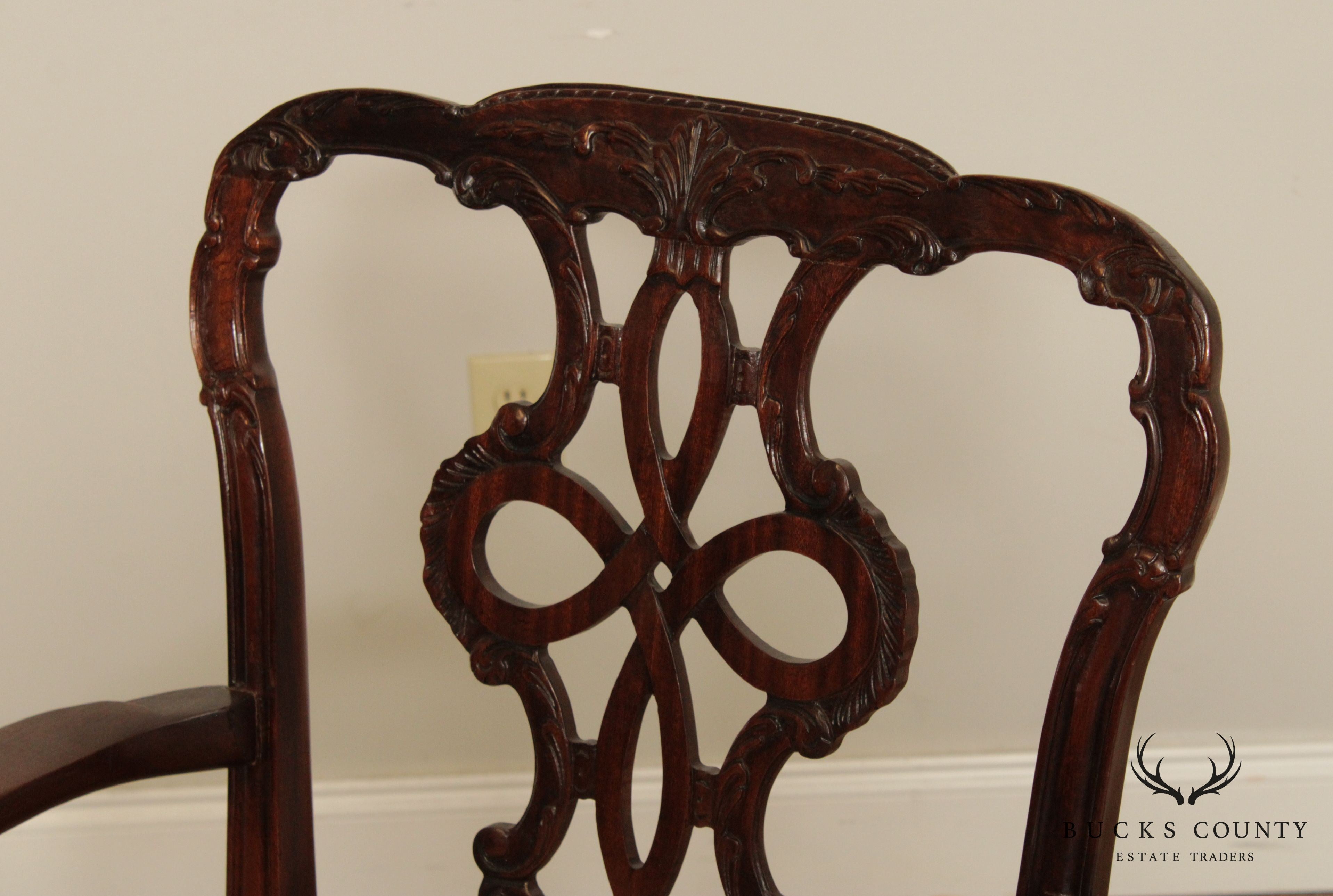 Custom Quality Georgian Style Carved Mahogany Arm Chair