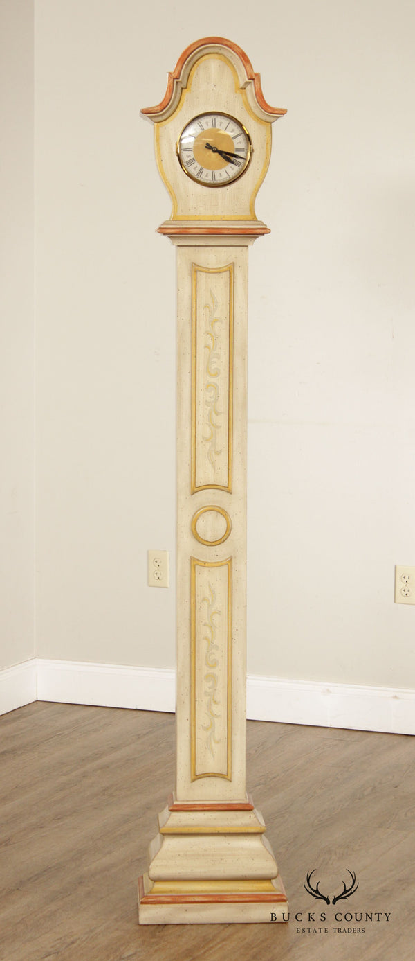 Trend Clock by Sligh Painted Decorated Narrow, Tall Grandmother Clock
