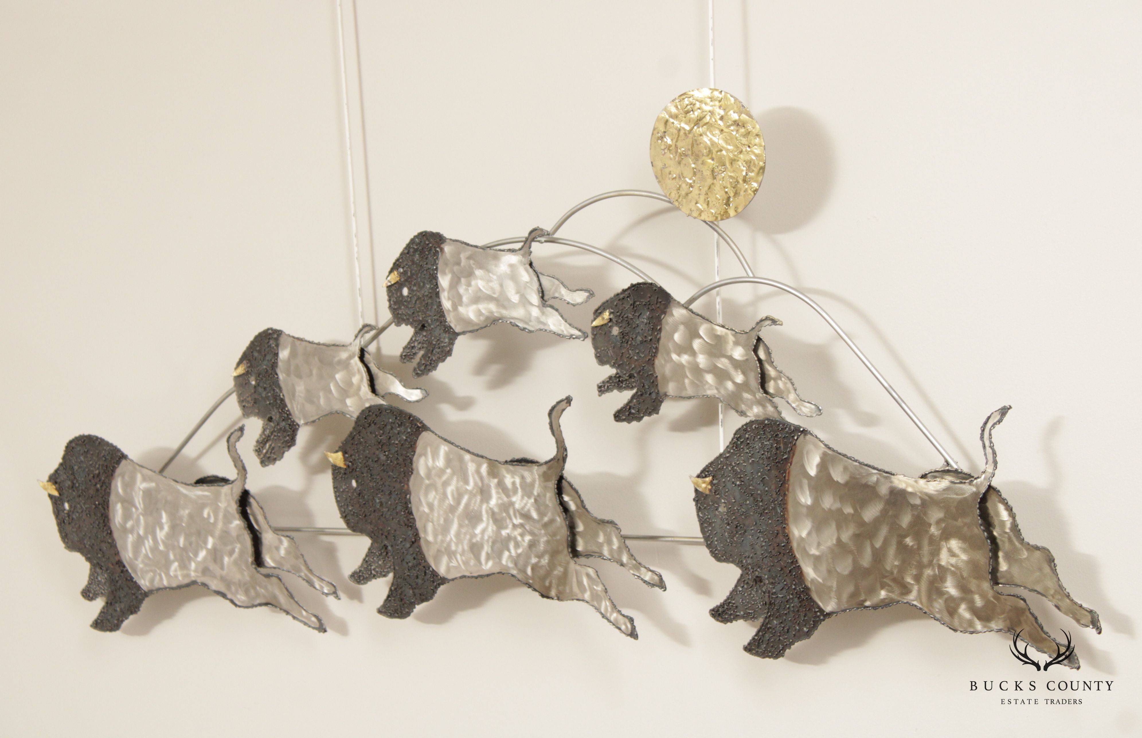 Patinated Steel Buffalo Wall Sculpture