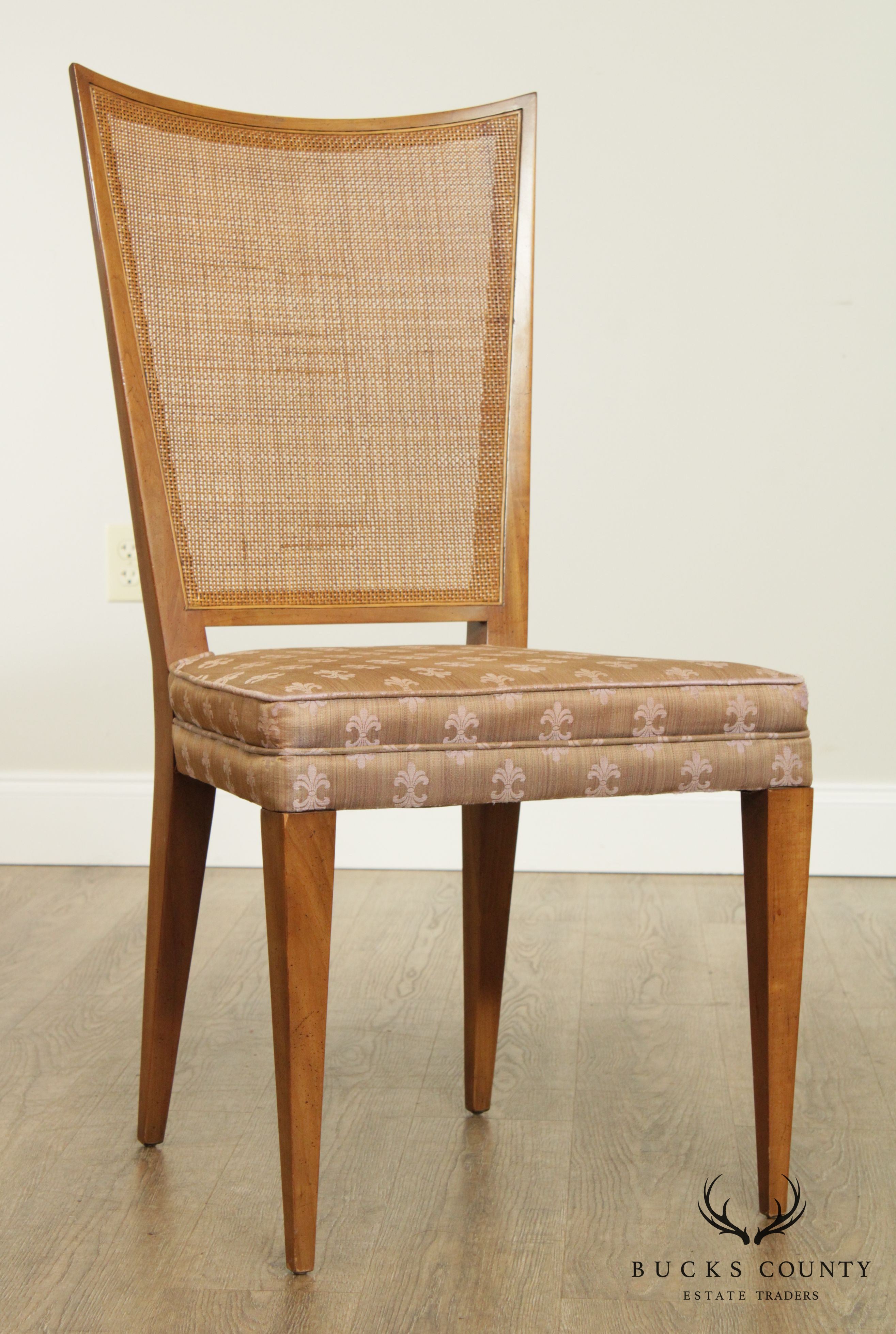 Mid Century Modern Set 4 Cane Back Dining Chairs