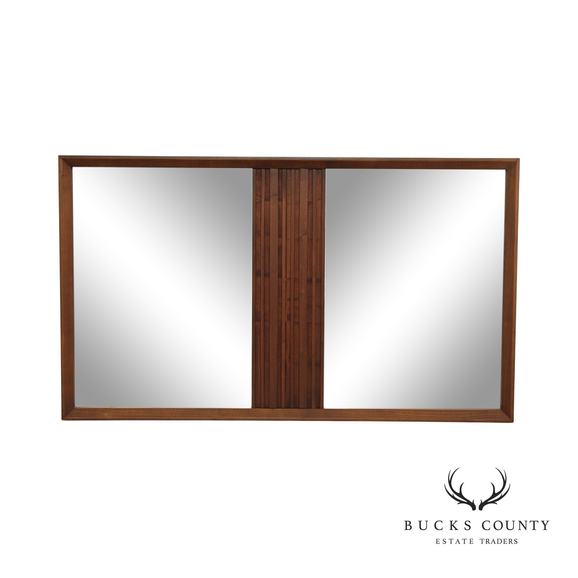 Mid Century Modern Walnut Double Wall Mirror