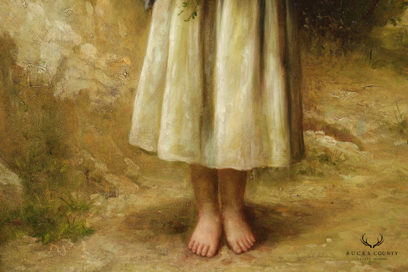 Portrait 'Retour des champs' Original Oil Painting, After William-Adolphe Bouguereau