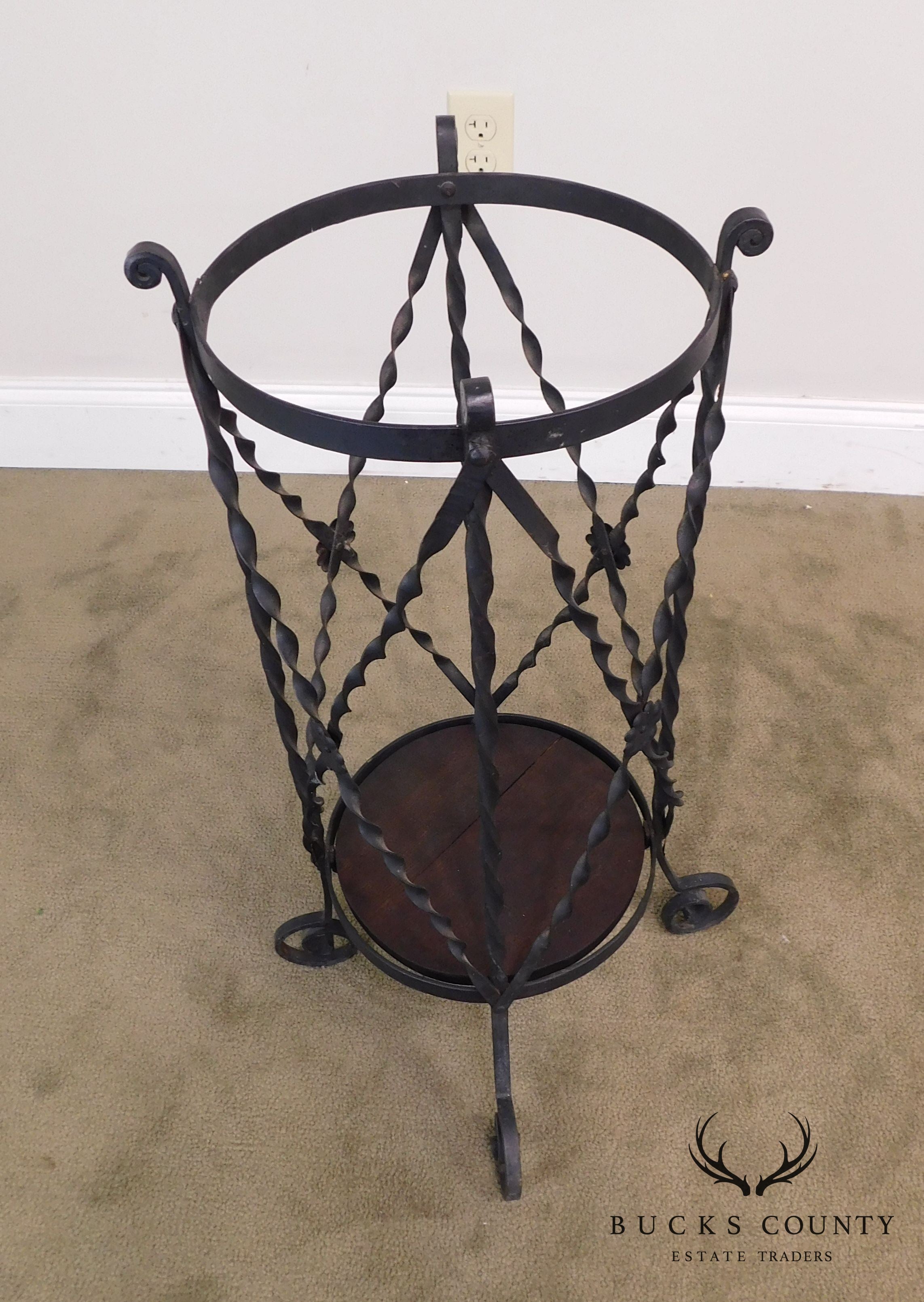 Aesthetic Antique Hand Wrought Iron Umbrella Stand