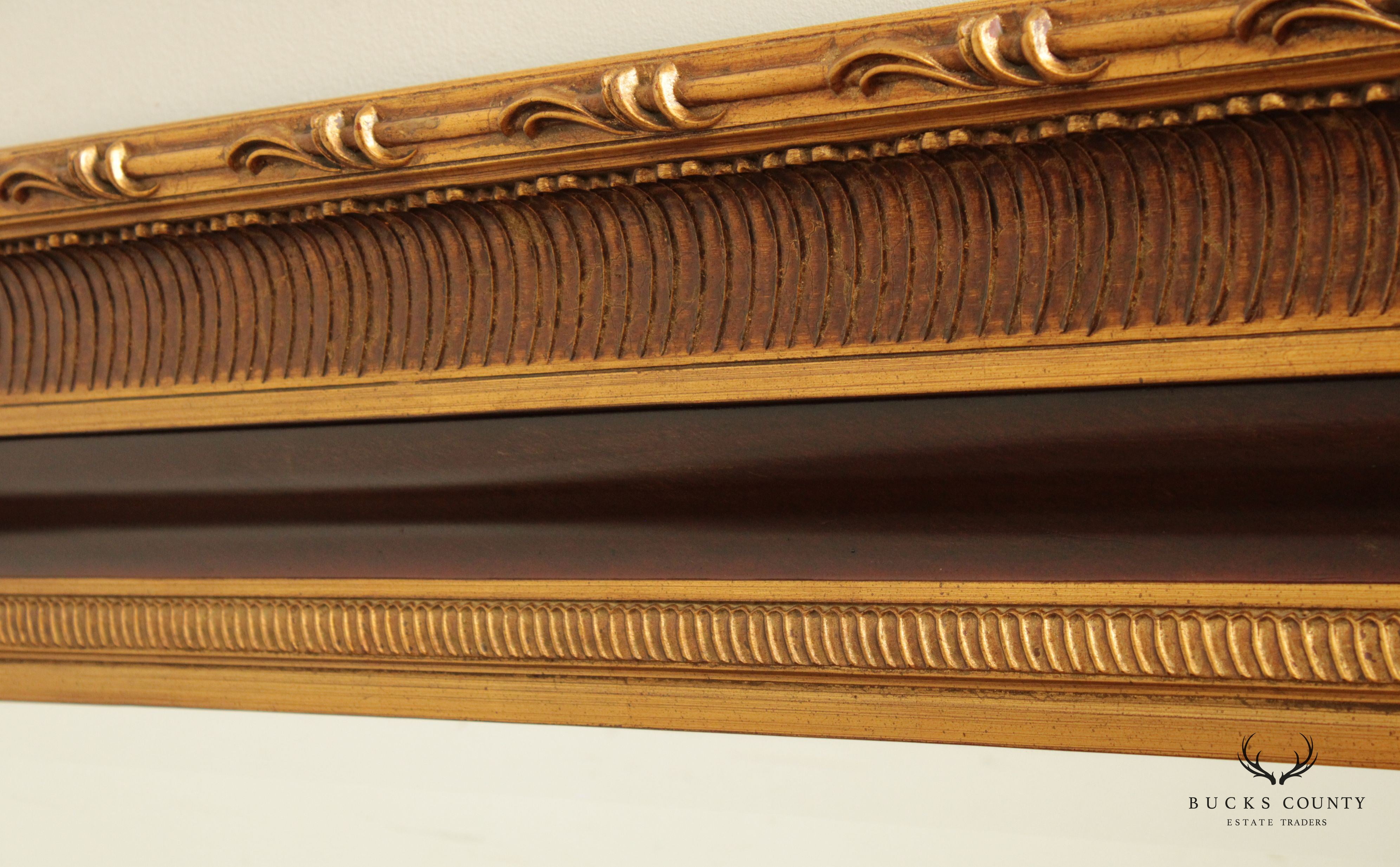 Quality Carved Gold Framed Large Beveled Wall Mirror