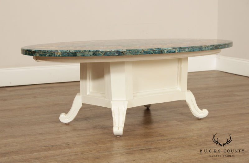 Mid Century Mosaic Marble Top Coffee Table