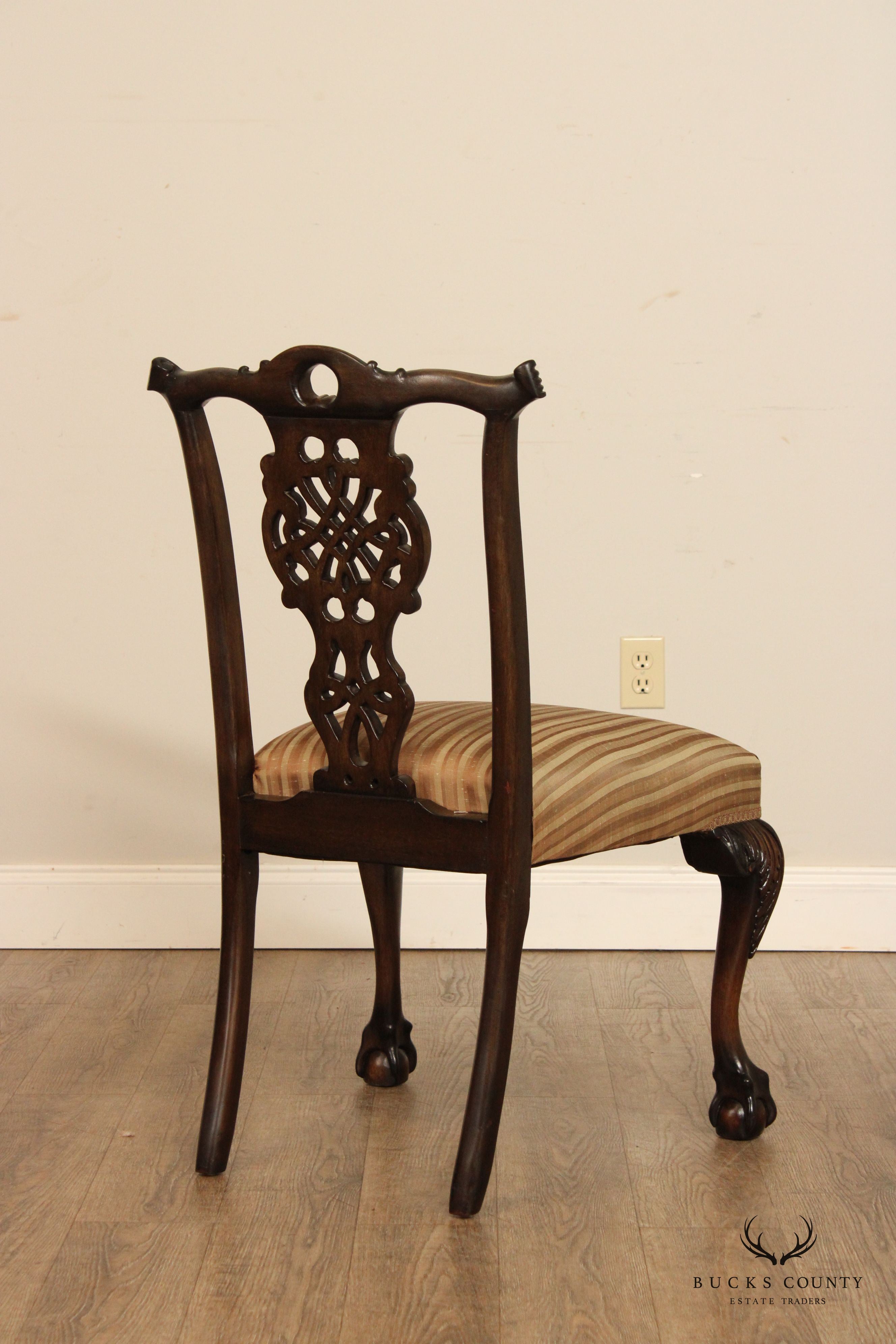 Chippendale Style Set Eight Mahogany Carved Ball and Claw Dining Chairs